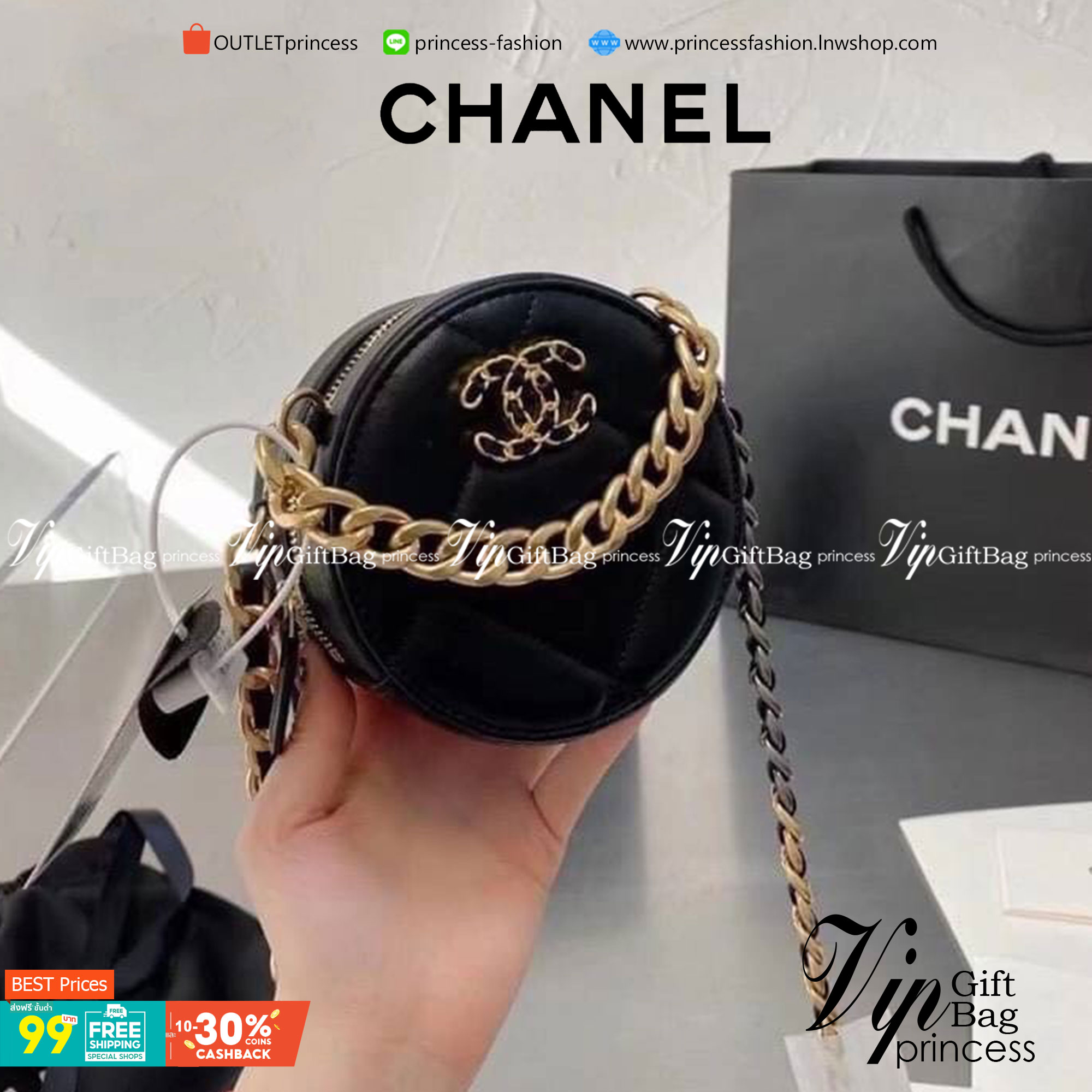 CHANEL Goatskin round quilted rhombic chain crossbody bag กระเป๋าสะพายทรงกลม งานหนังสวยมาก สายโซ่ทองรมควันสลับเงินเพิ่มความหรูหรา เป็นรุ่นตามหาที่ลูกค้าสอบถามเข้ามาเยอะมาก สินค้าเข้าแล้วน้า พร้อมส่งความสวยแล้วค่าา พร้อมส่ง 4 สี ดำ ขาว เบจ ชมพู