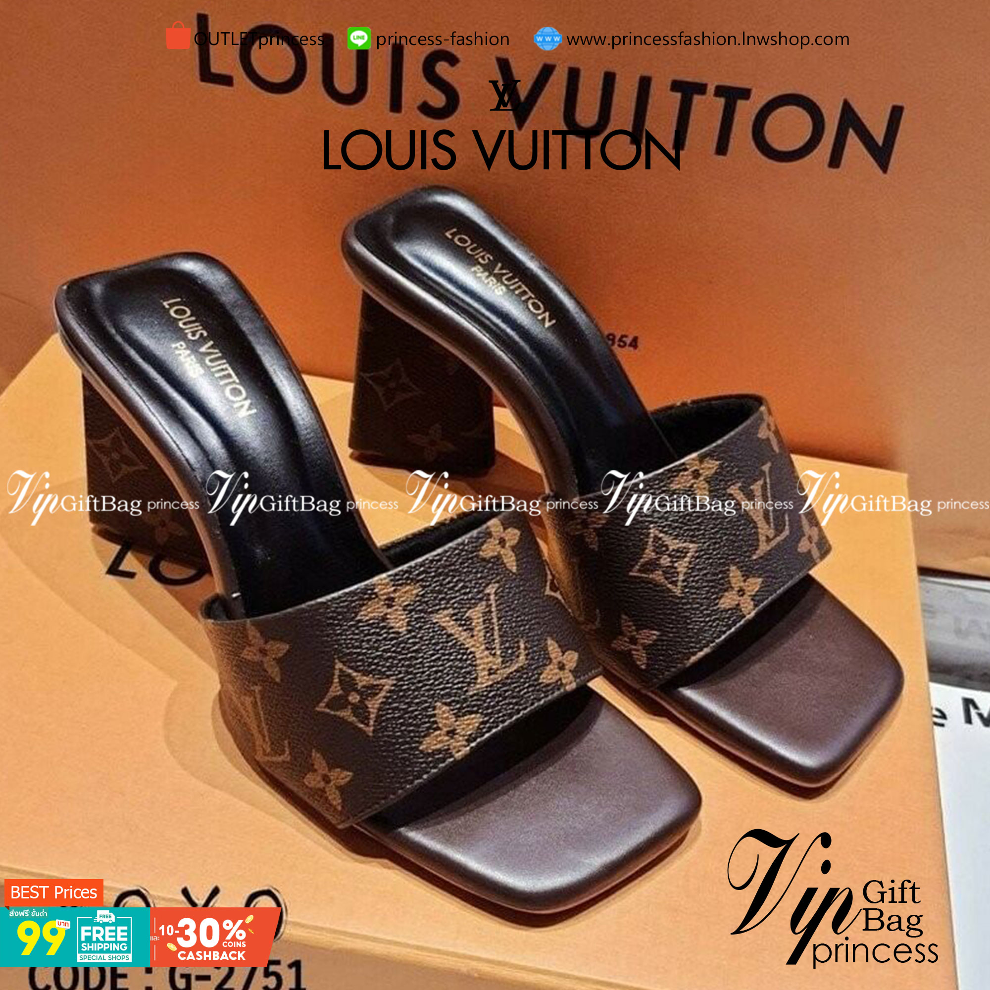 Louis Vuitton Thick Low Heel Shoes งานสวม LV สวย หรู ส้นสามเหลี่ยม เก๋ๆ สวมใส่ง่ายใช้งานไม่เมื่อย แมทส์ชุเง่าย น้ำหนักเบา