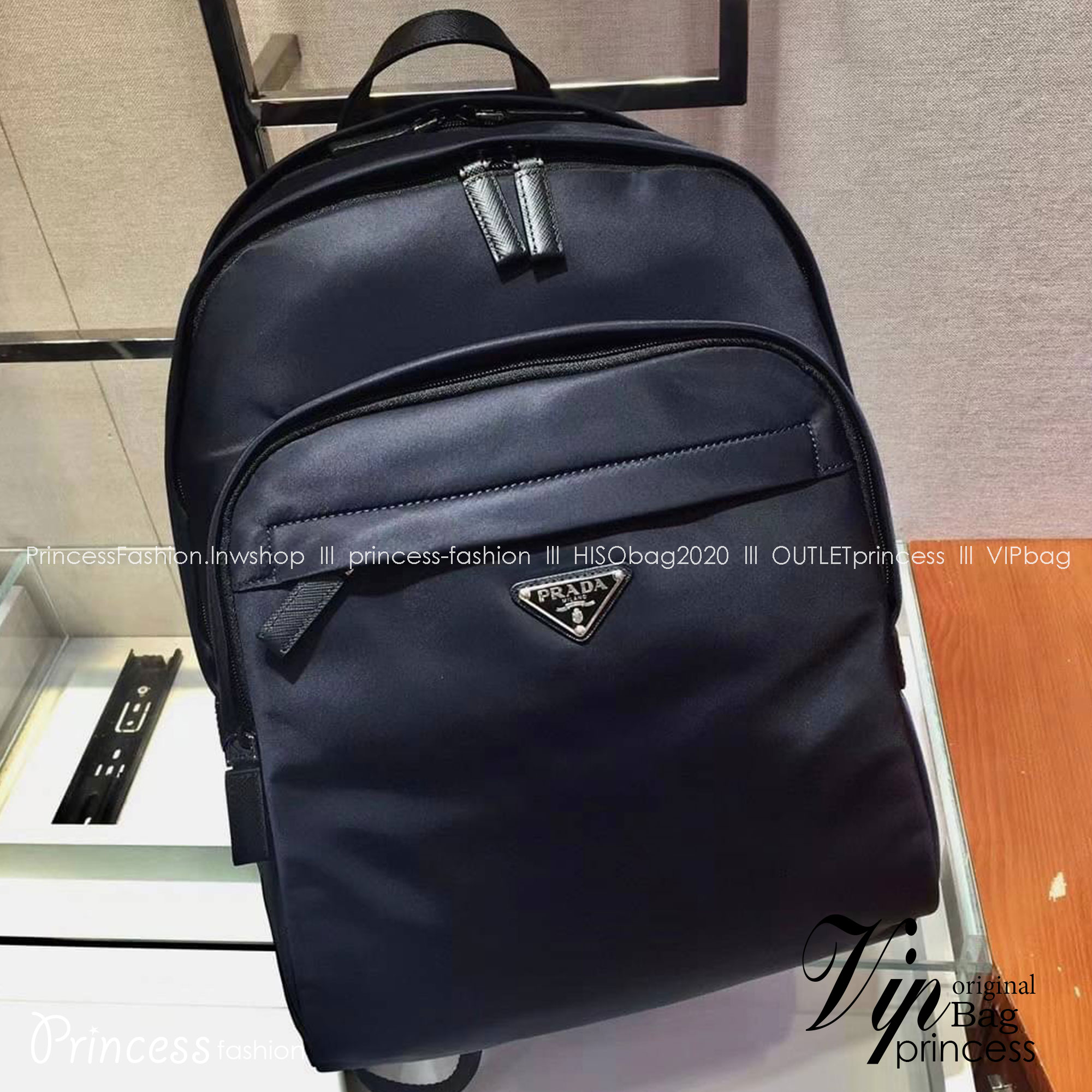Prada Re-Nylon logo-plaque backpack / PRADA backpack พร้อมส่งที่ไทย กระเป๋าเป้ไนล่อนพราด้า **สินค้าเกรดท็อปออริจินอล 1:1 สลับแท้ ใช้งานต่างประเทศได้