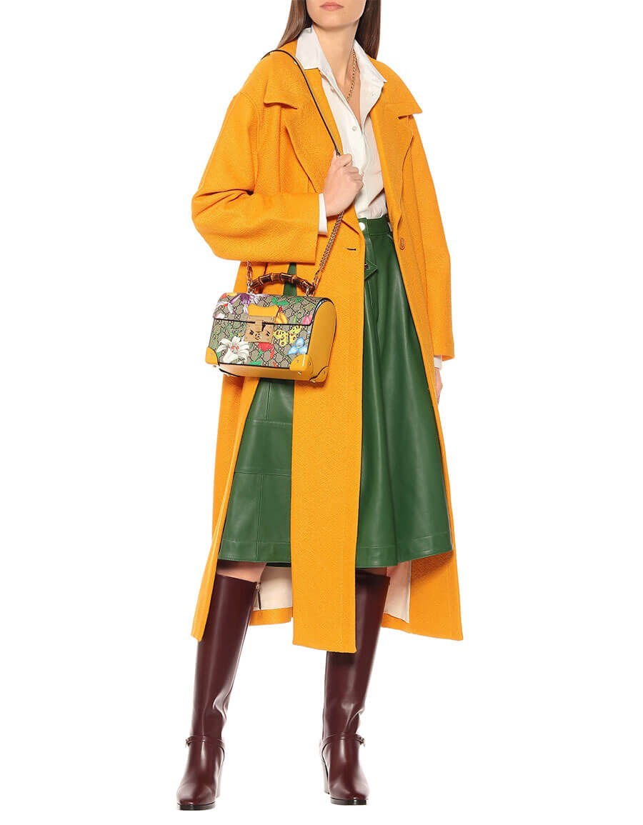 VIP 】หนังแท้ GUCCI MULTICOLOR SMALL GG FLORA BAMBOO PADLOCK BAG พร้อมส่งที่ไทย