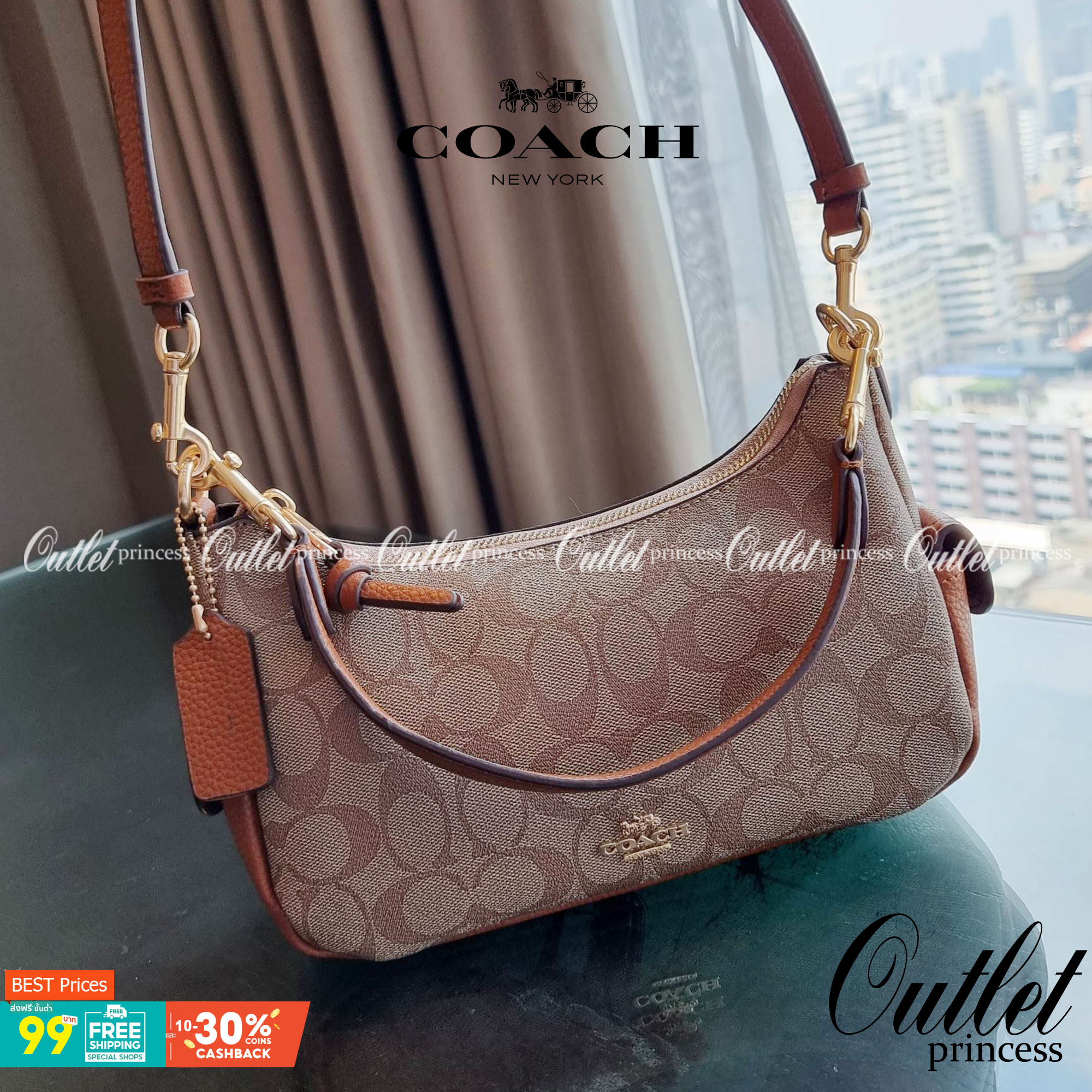 COACH C7223 PENNY SHOULDER BAG 25 IN SIGNATURE CANVAS คอลเลคชั่นเพนนีสุดคิ้วท์ ในรูปแบบของกระเป๋าสะพายไหล่กึ่งทรงพอช พร้อมเสิร์ฟความสวยถึงบ้านไปเลย!! ด้วยดีไซน์คลาสสิคย้อนยุค ที่แอบแฝงความเรียบหรู มาพร้อมสายสะพาย 2 เส้น เป็นสายคล้องมือและสายสะพายครอสบอดี้