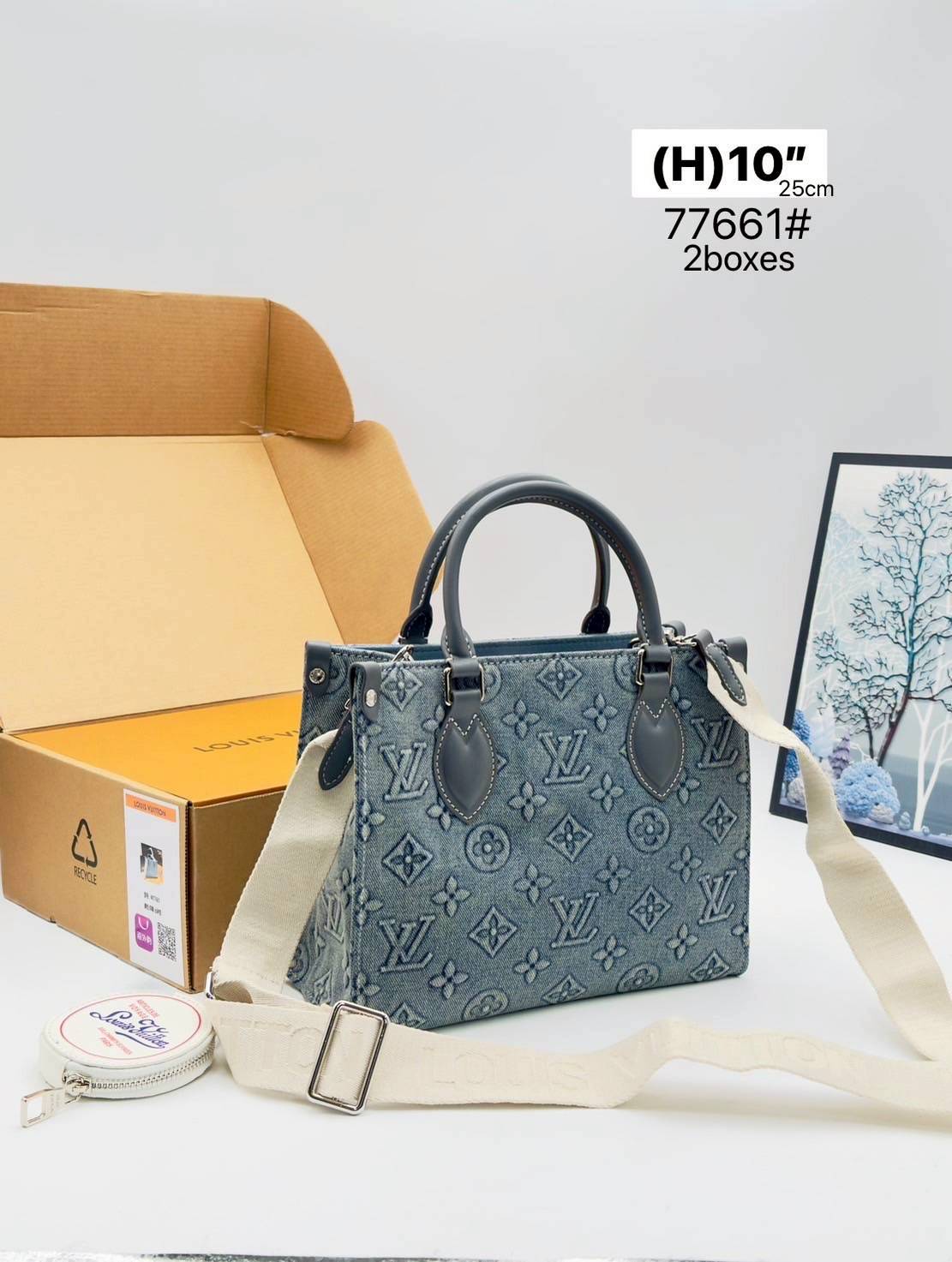 LV Onthego Denim Vintage Tote Bag กระเป๋าทรงโท้ทเดนิมสไตล์วินเทจ รุ่นใหม่ปั้มลายโมโนแกรมบนเดนิมสุดไอคอนิก ที่ใครเห็นต้องเป็นคลั่งรัก ผู้ดี หรูหราได้ทุกลุค ทุกสไตล์