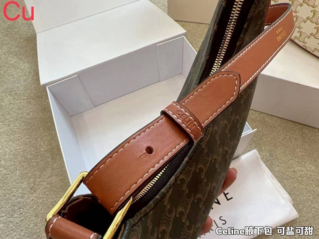 CELINE Ava bag in Triomphe canvas and leather กระเป๋าสะพายไหล่ รุ่นยอดฮิต ดีไซน์แบบสวยสับ รูปทรงคลาสสิคใช้งานได้ง่าย แมทช์ได้หลากหลายสไตล์