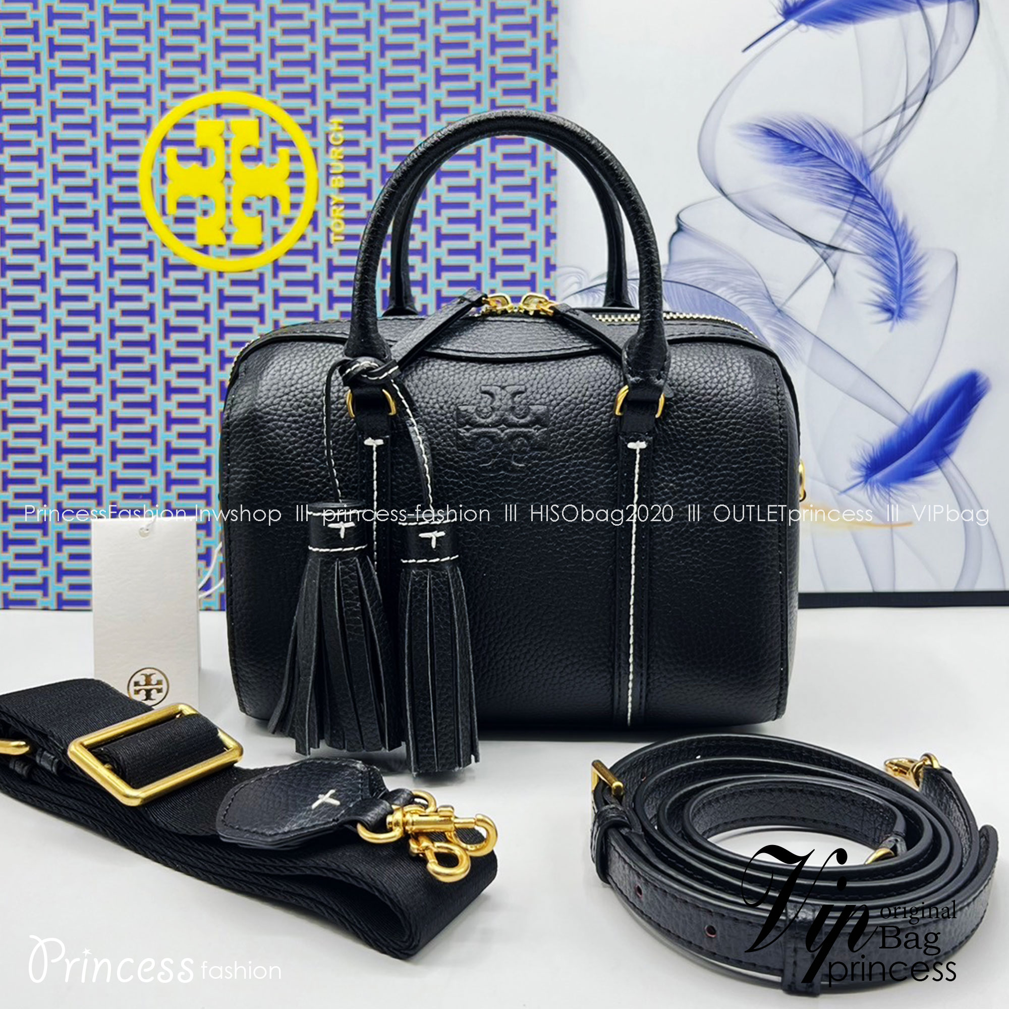 Tory Burch Thea Mini Web Satchel Crossbody Bag / Tory keepall พร้อมส่ง กระเป๋าสะพายทรงหมอนขนาดกลางกำลังน่ารัก เกรดท็อปออริจินอล