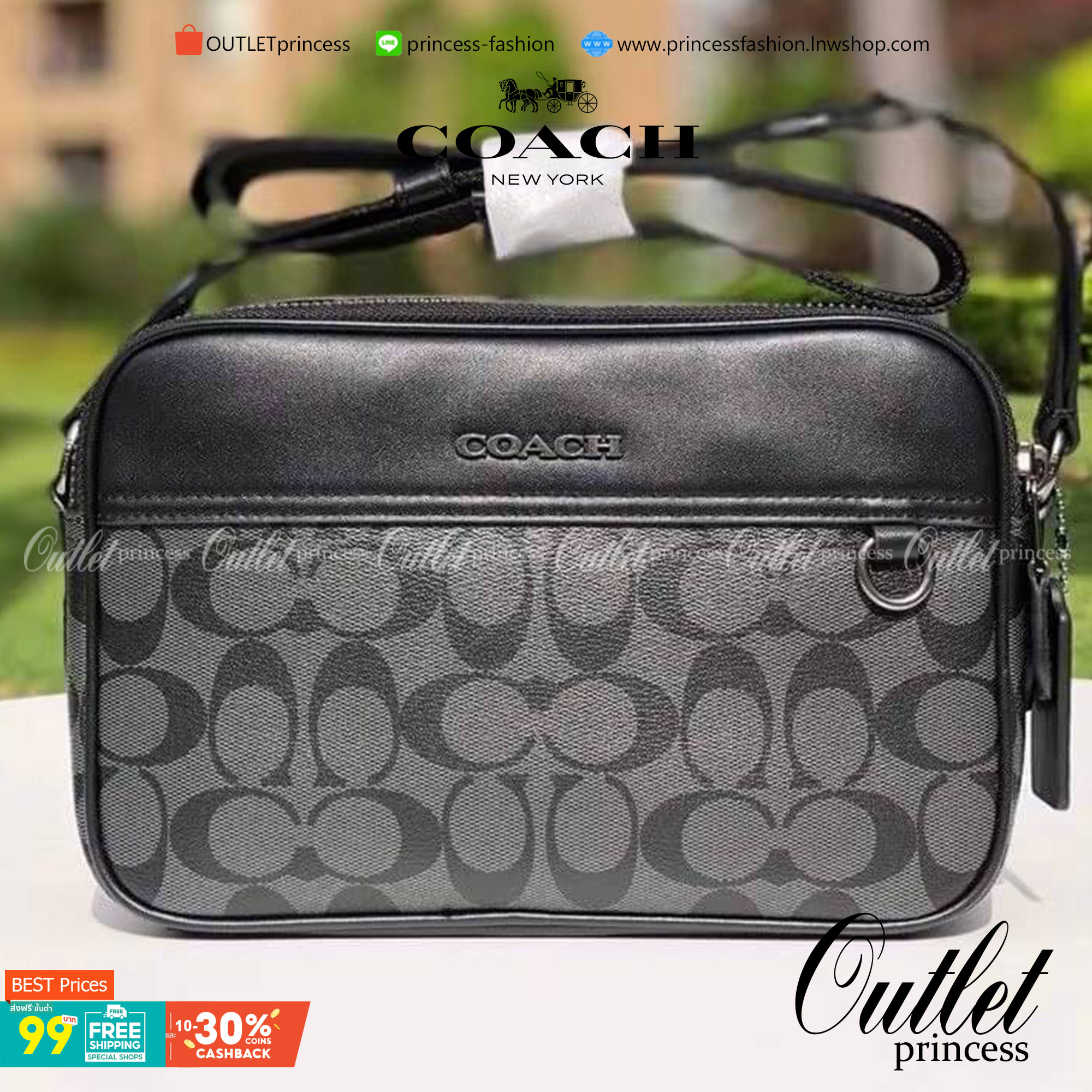 COACH GRAHAM CROSSBODY IN SIGNATURE CANVAS (COACH C4149) กระเป๋าครอสบอดี้รุ่นยอดฮิตสำหรับหนุ่มๆ ที่สาวๆก็ใช้ได้!! รูปทรงดีไซน์คลาสสิค ใช้งานสะดวก วัสดุหนังแคนวาสเคลือบลาย เปิด-ปิดด้วยซิป ภายในเป็นช่องโล่ง ใส่ของสำคัญได้ครบ สายสะพายปรับได้ตามตัว มีมาให้ช้อ