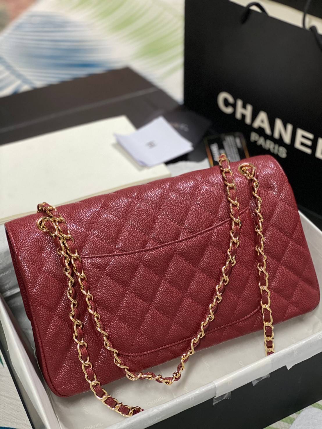 CHANEL LARGE CLASSIC JUMBO HANDBAG 30cm พร้อมส่งที่ไทย Lambskin & Grained Calfskin