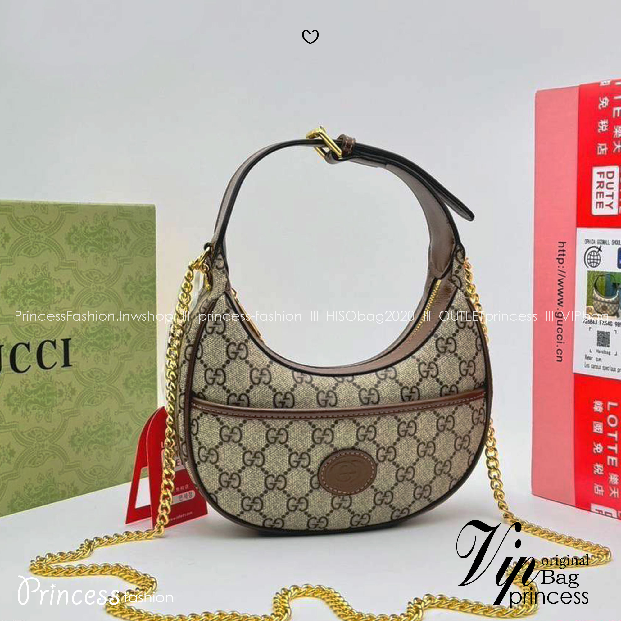 GUCCI Ophidia mini shoulder bag กระเป๋าสะพายรูปทรงพระจันทร์เสี้ยวงน่ารักน่าใช้ สวยสะดุดตาด้วยดีไซน์เรียบหรู แฝงความไฮน์ในตัว