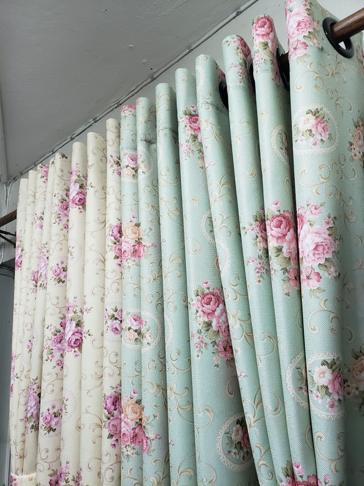 ผ้าม่านก.130*ส.180ซม./ผืน รุ่นVintage สีเขียว