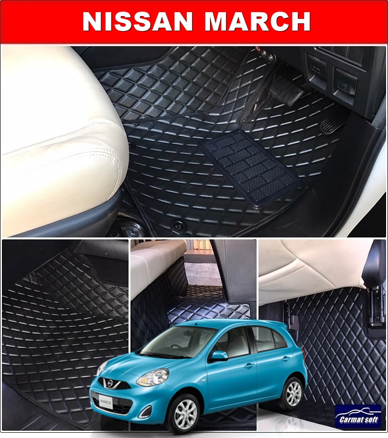 พรมปูพื้นรถยนต์ NISSAN MARCH พรมลายDIAMOND ยางปูพื้นรถEVA 12ชิ้น เต็มคัน
