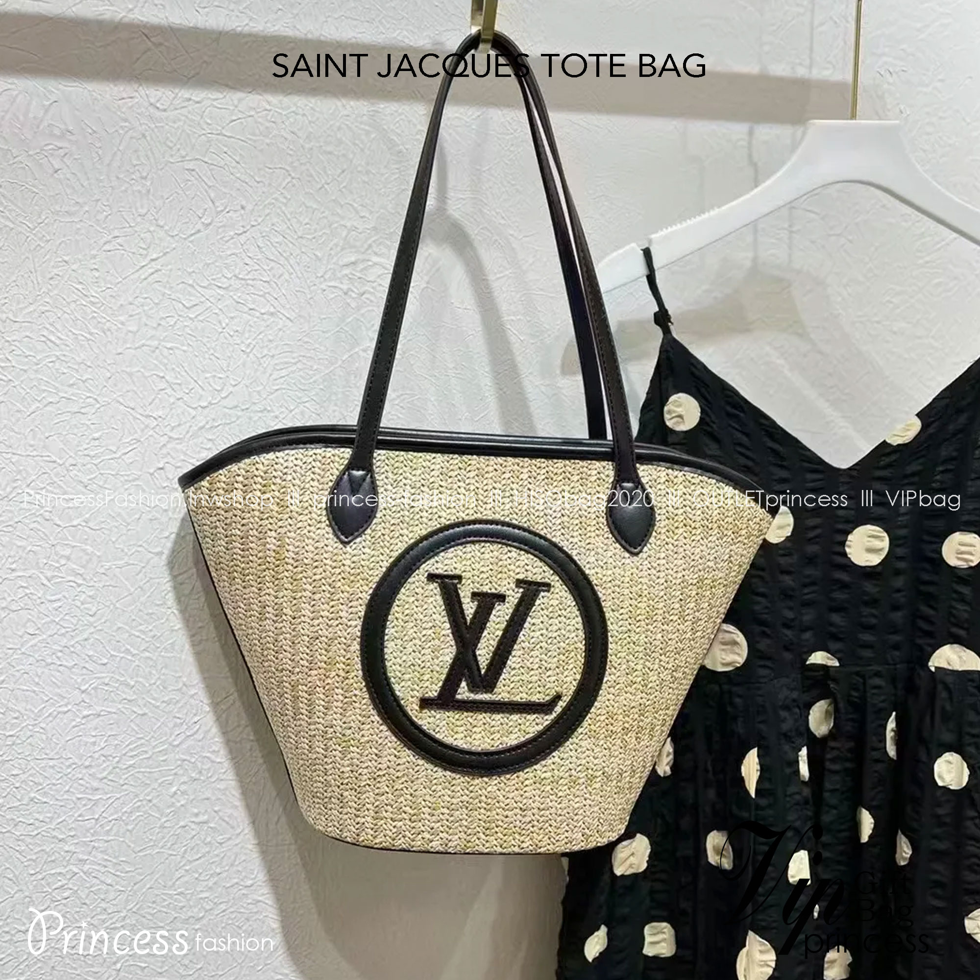 LV SAINT JACQUES TOTE BAG 25cm กระเป๋าสะพายรุ่นลิมิเต็ดหายาก ด้วยวัสดุสังเคราห์จากธรรมชาติ สานเต็มใบออกมาเป็นลวดลายสวยงาม และยังโดดเด่นด้วยโลโก้ สีโทนอุ่น