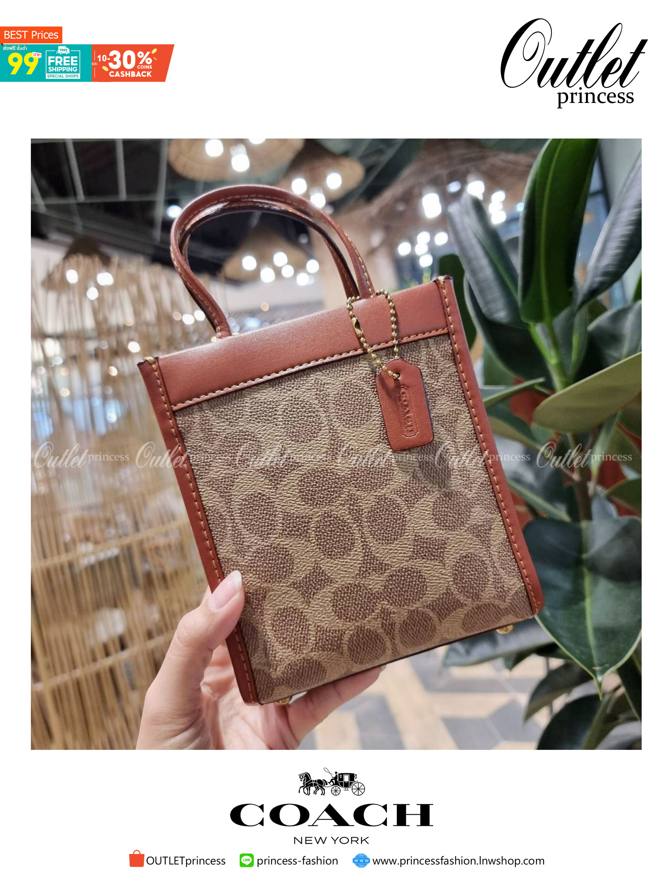 COACH C5277 MINI CASHIN TOTE IN SIGNATURE CANVAS กระป๋าสะพายข้างไซส์มินิ ไอเท็มหายาก!! ที่น่ารักที่สุด!! น่าใช้ไม่อยากวาง!! ยกให้น้องสาวใบนี้จริงๆ ดีไซน์รูปทรงโท้ทคลาสสิค วัสดุหนังแคนวาสสลับหนังแท้ มีหูจับในตัวและสายสะพายข้าง ปากกระเป๋ามีสายหนังแถบแม่เหล็