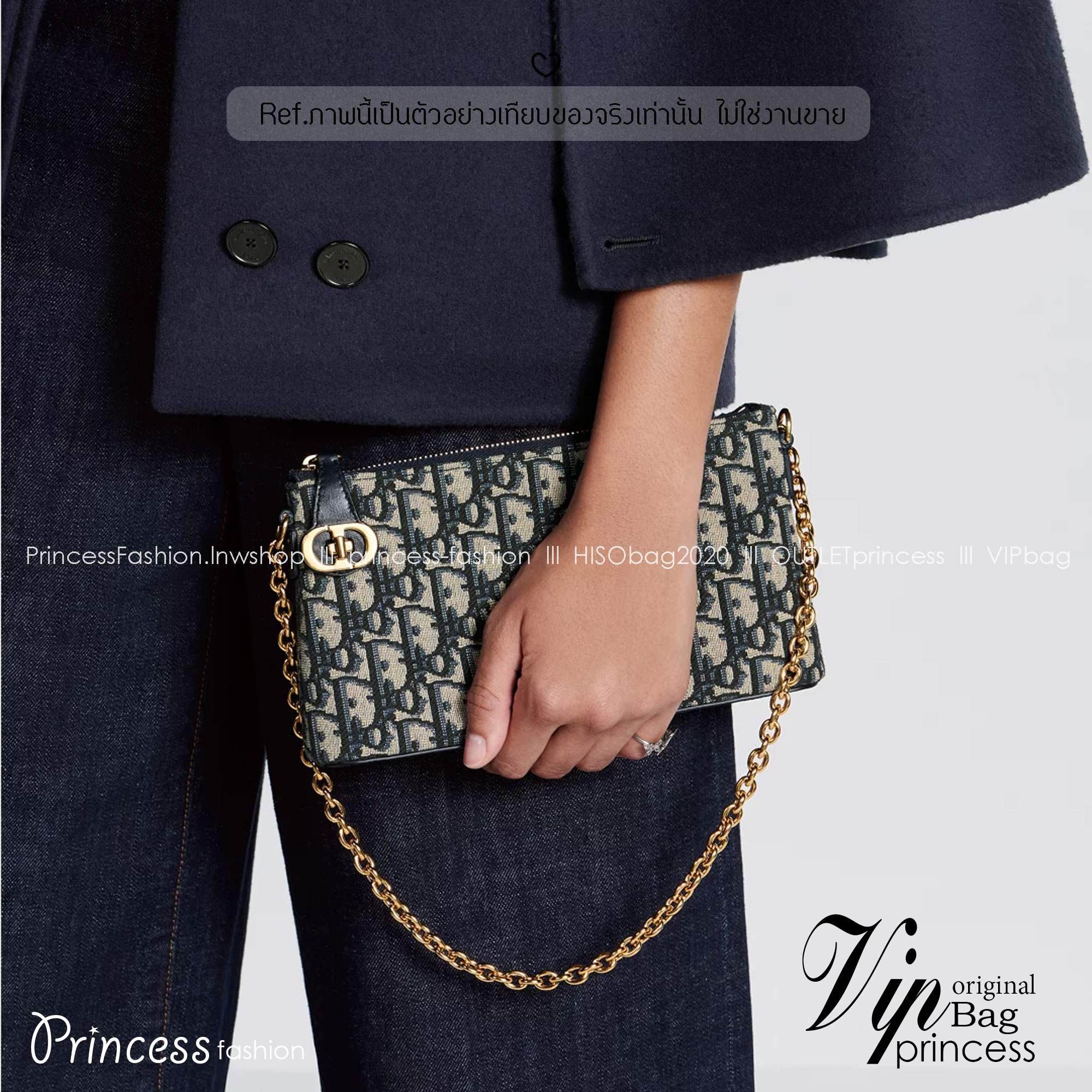 DIOR 30 Montaigne Dior Midi Mini Bag Blue Dior Oblique Jacquard กระเป๋าถือ/สะพายคอลใหม่ล่าสุด ดีไซน์หรูหรา รูปทรงใช้งานง่าย ได้ทั้งงานกลางวันและกลางคืน สวยหรู ดูดี มีระดับ