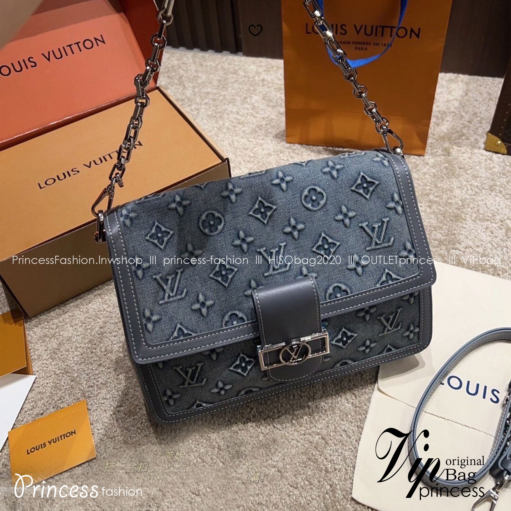 LV Dauphine 30 Monogram Denim Bag กระเป๋าสะพายทรงสวยใบใหญ่คลาสสิกเดนิมซีดสไตล์วินเทจ ปั้มนูนโลโก้ลายโมโนแกรม ใหม่ล่าสุด ส่งท้ายปีแบบสุดหรู กับกระเป๋าสะพายลุคคุณนาย ในราคาจับต้องได้ สวยทุกมุมจริงๆ