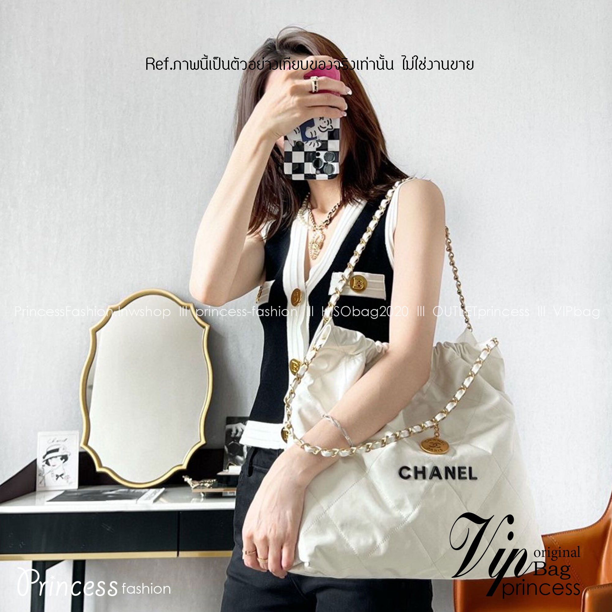 CHANEL 22 LEATHER HANDBAG พร้อมส่ง 2 สี ทรงยอดฮิตในปี 2023 กระเป๋าหิ้วหรือคล้องไหล่ได้ หนังอย่างดี หนังนิ่มมากๆ ยืดยุ่นได้ดีมีความทนทาน