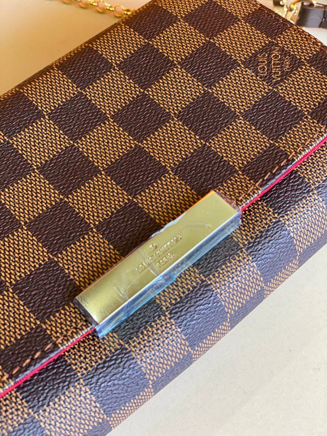 VIP 】หนังแท้ LOUIS VUITTON Monogram Favorite PM Multicolor Damier Ebene Canvas Cross Body Bag