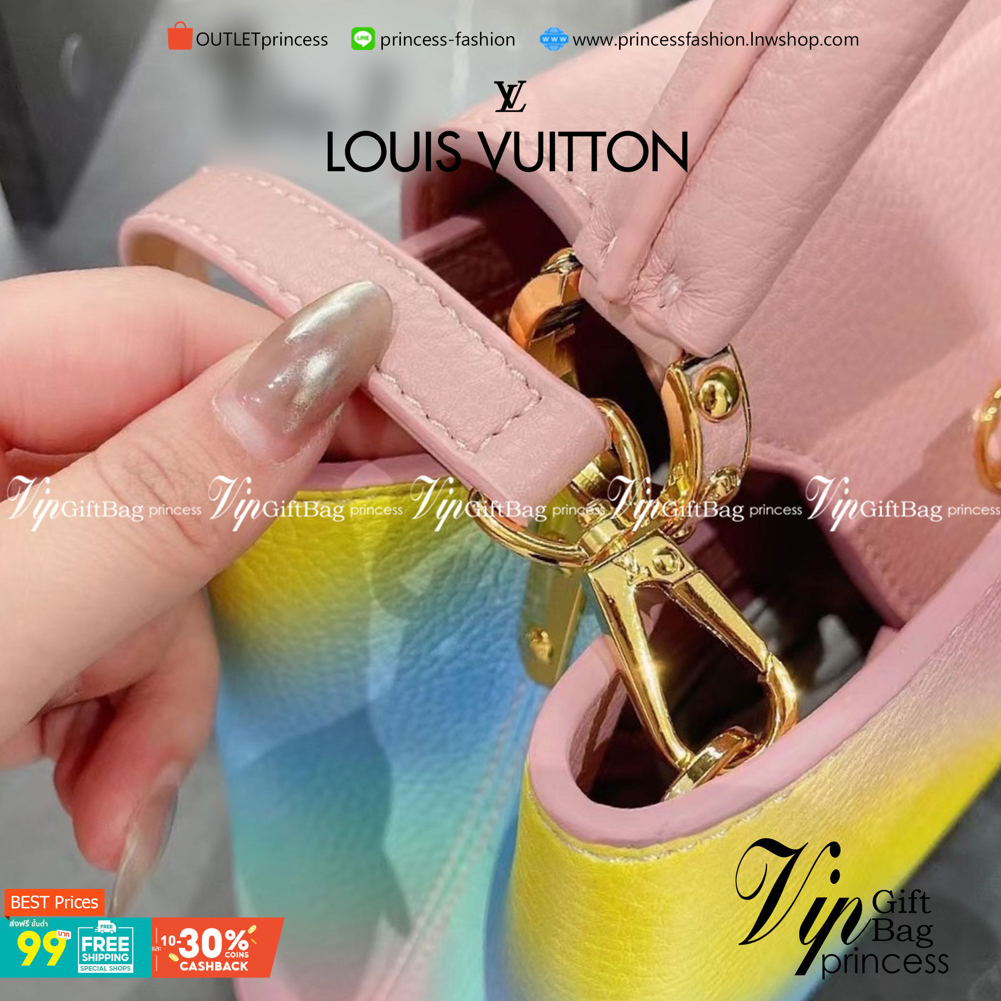 VIP 】หนังแท้ LV Louis Vuitton rainbow shoulder bag กระเป๋าสะพายมาใหม่สีเรนโบทรงtote อะไหล่สีทองสวยหรู มาพร้อมสายสะพายยาว คอลเลคชั่นใหม่ล่าสุด พร้อมเสิร์ฟความสวยถึงบ้านเช่นเคย!! ดีไซน์ย้อนยุค ที่แอบแฝงความเรียบหรูดูแพงอยู่ในตัว โทนสีคอนทราส ทำให้ไอเท็มนี้ด