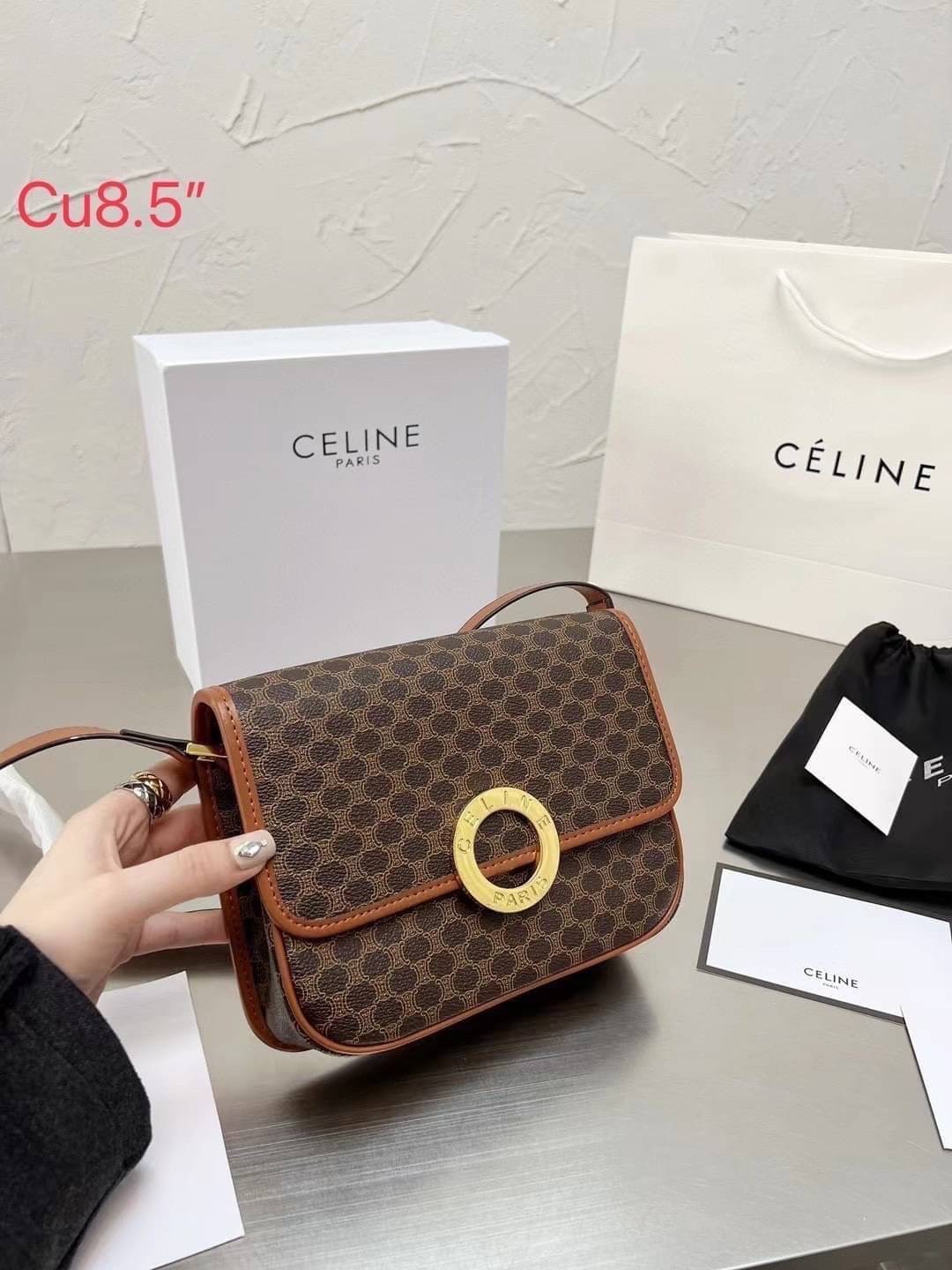 CELINE VINTAGE / CELINE Macadam crossbody bag / CELINE FOLCO BAG IN TRIOMPHE CANVAS กระเป๋าสะพายสไตล์วินเทจ หากใครที่กำลังมองหากระเป๋าสะพายข้าง ขนาดกะทัดรัด และเรียบหรู