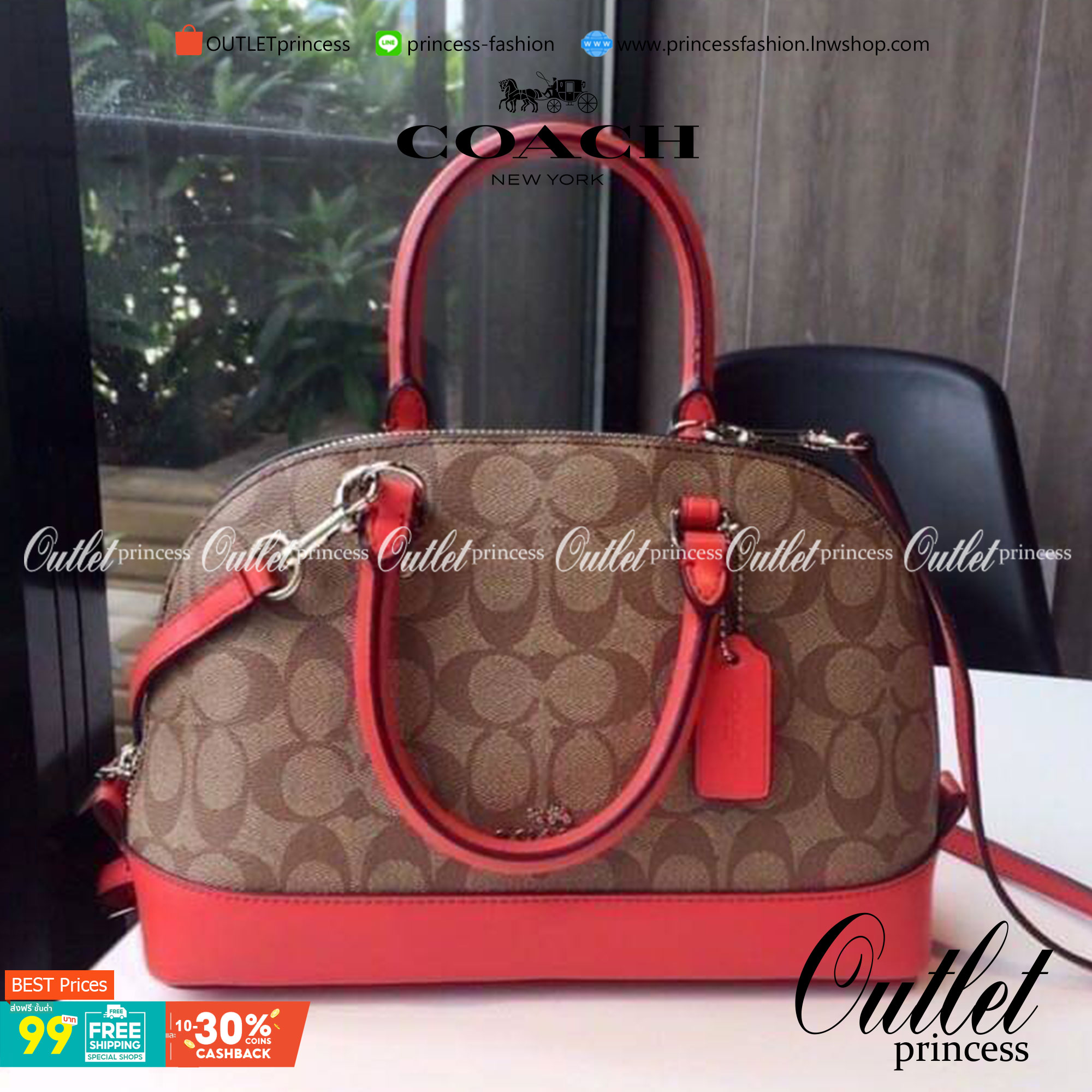 Coach Mini Sierra Signature กระเป๋าถือทรงโดม ภายในกว้างสามารถใส่กระเป๋าเงินเล็ก และมือถือได้ และยังมีช่องซิปเล็ก 1 ช่อง ด้านหลังมีกระเป๋าเล็กเก็บบัตร 1 ช่อง ใครยังไม่มีพลาดไม่ได้แล้วนะคะ