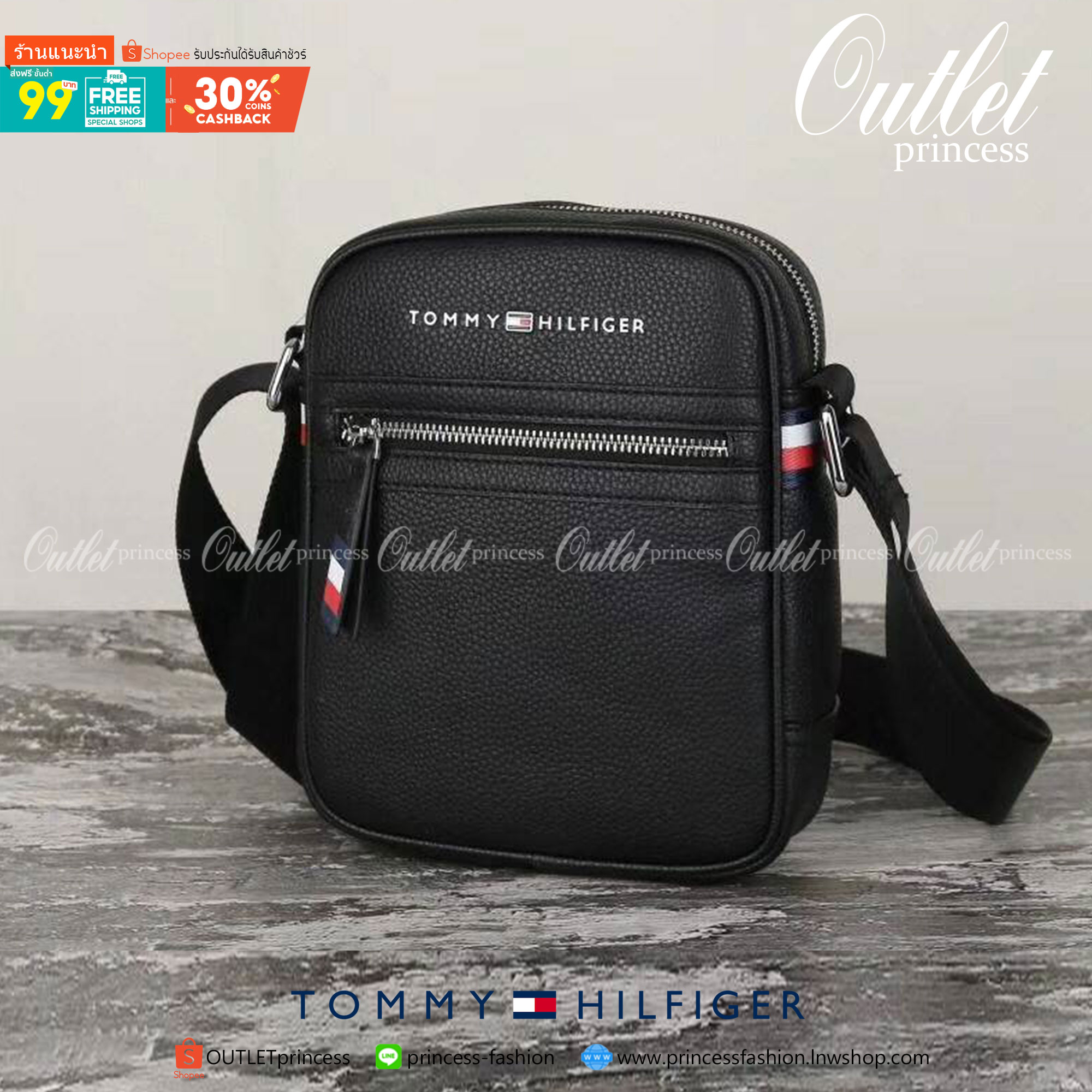 ของแท้ 💯% TOMMY HILFIGER Essential Mini Reporter กระเป๋าสะพายผู้ชายทรงคลาสสิก ขนาดกำลังดีน้ำหนักเบา หนังสวยทรงดีด้านหน้าประดับโลโก้แบรนด์