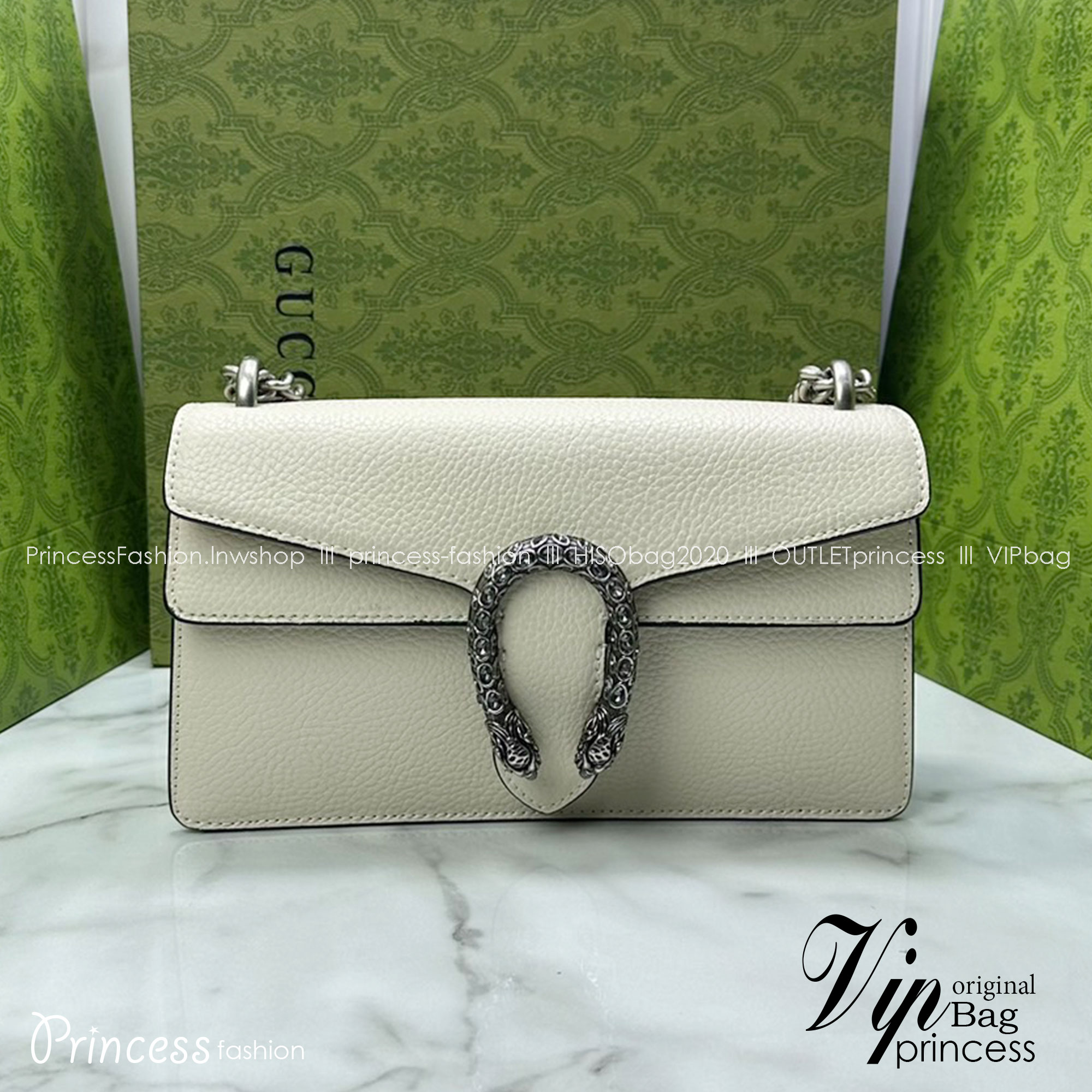 GUCCI DIONYSUS LEATHER SUPER MINI BAG กระเป๋าสะพายไดโอนิซูสหรูหราเป็นเอกลักษณ์ เกรดออริ สลับแท้ 1:1 ใช้งานต่างประเทศได้