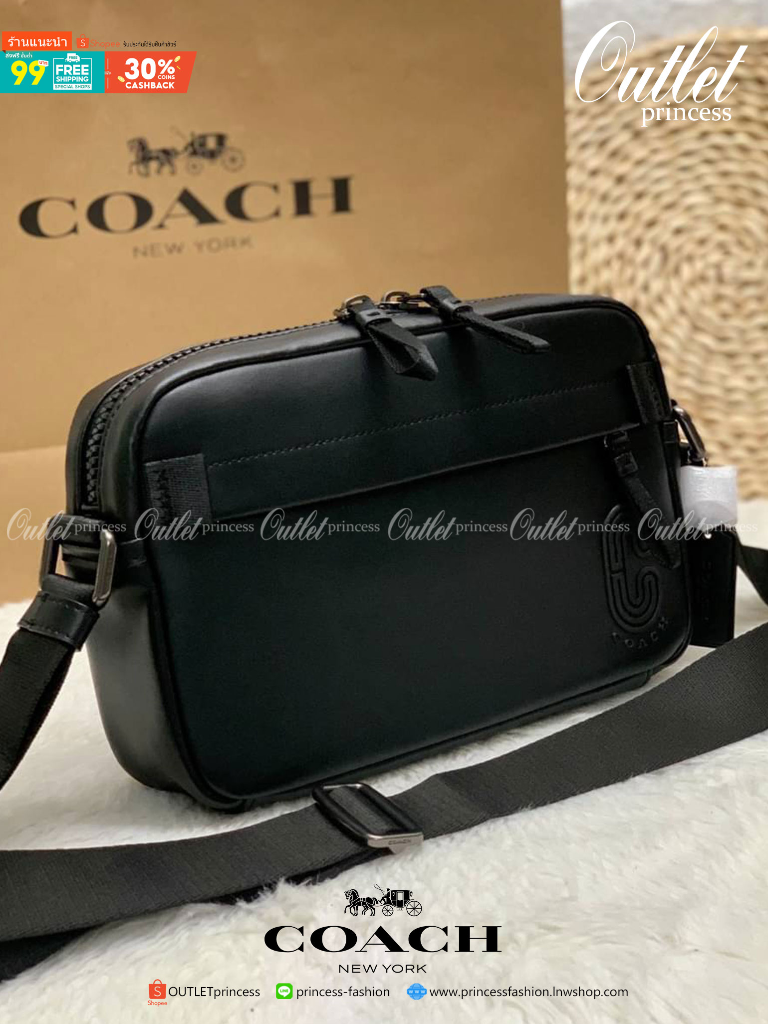 COACH EDGE CROSSBODY IN SIGNATURE CANVAS กระเป๋าสะพายครอสบอดี้ร์ วัสดุหนังแท้ หนังนิ่มอย่างดีค่ะ ด้านหน้ามีช่องซิปซ่อนให้หนึ่งช่อง เปิดปิดช่องหลักแบบซิปคู่ภายในกว้าง ใส่ของได้จุเลยนะคะ มีช่องซิปและช่องเล็กให้อีก2ช่อง;ด้านหลังกระเป๋าเป็นช่องโล่งใส่ของอีกช่