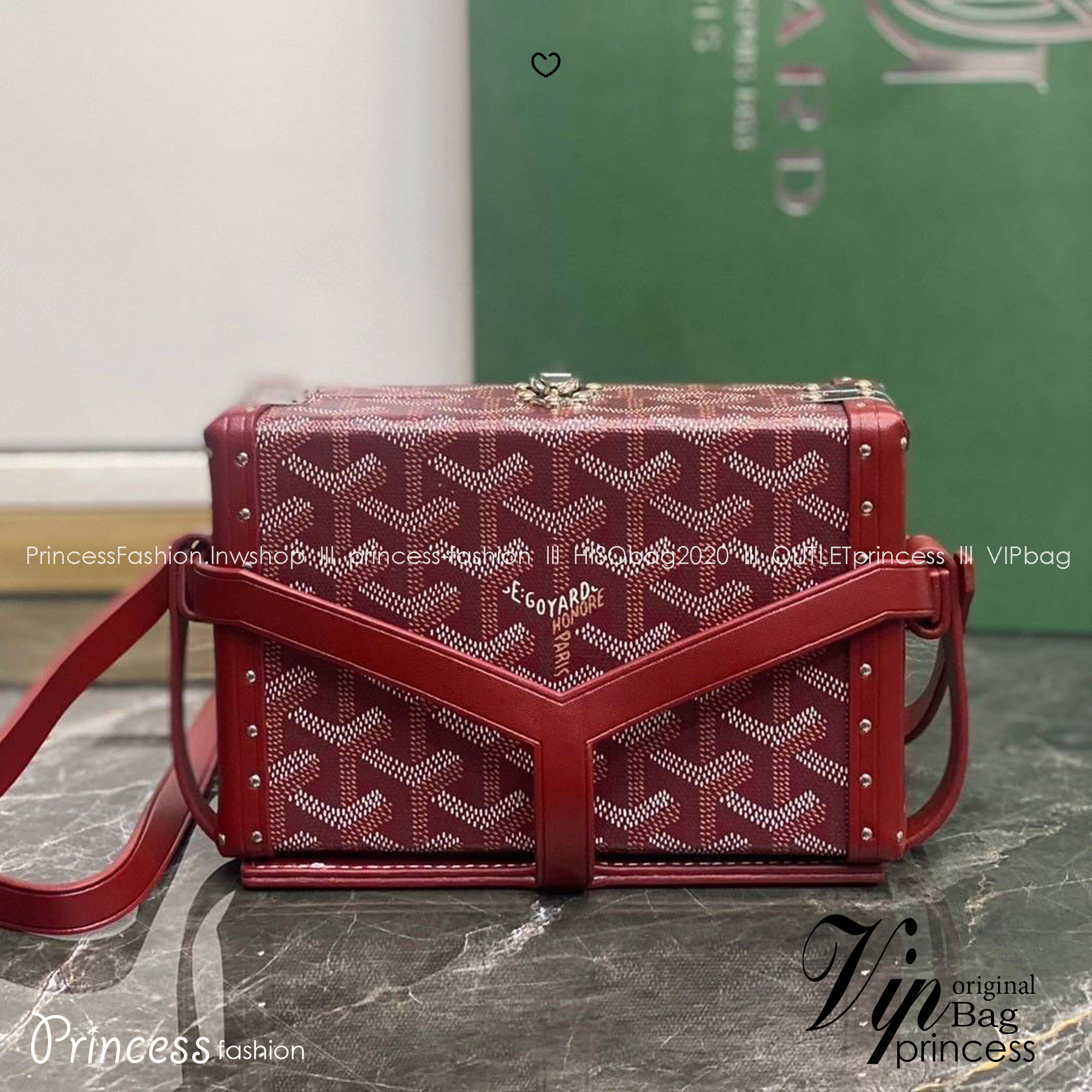 ORI หนังแท้ | Goyard Minaudière Trunk Bag กระเป๋าสะพายทรงแมสเซ็นเจอร์ เป็นคลัตช์ได้ในใบเดียว น้ำหนักเบา ทรงกล่องดีไซน์ใช้งานง่าย สวยหรู