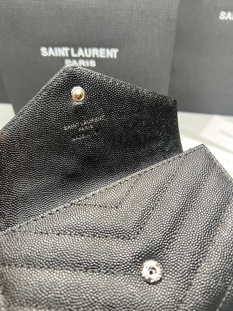ORI หนังแท้ | YSL CASSANDRE MATELASSE small envelope wallet / YSL Short Wallet กระเป๋าสตางค์ใบสั้น กระเป๋าใส่เหรียญ กระเป๋าใส่การ์ด
