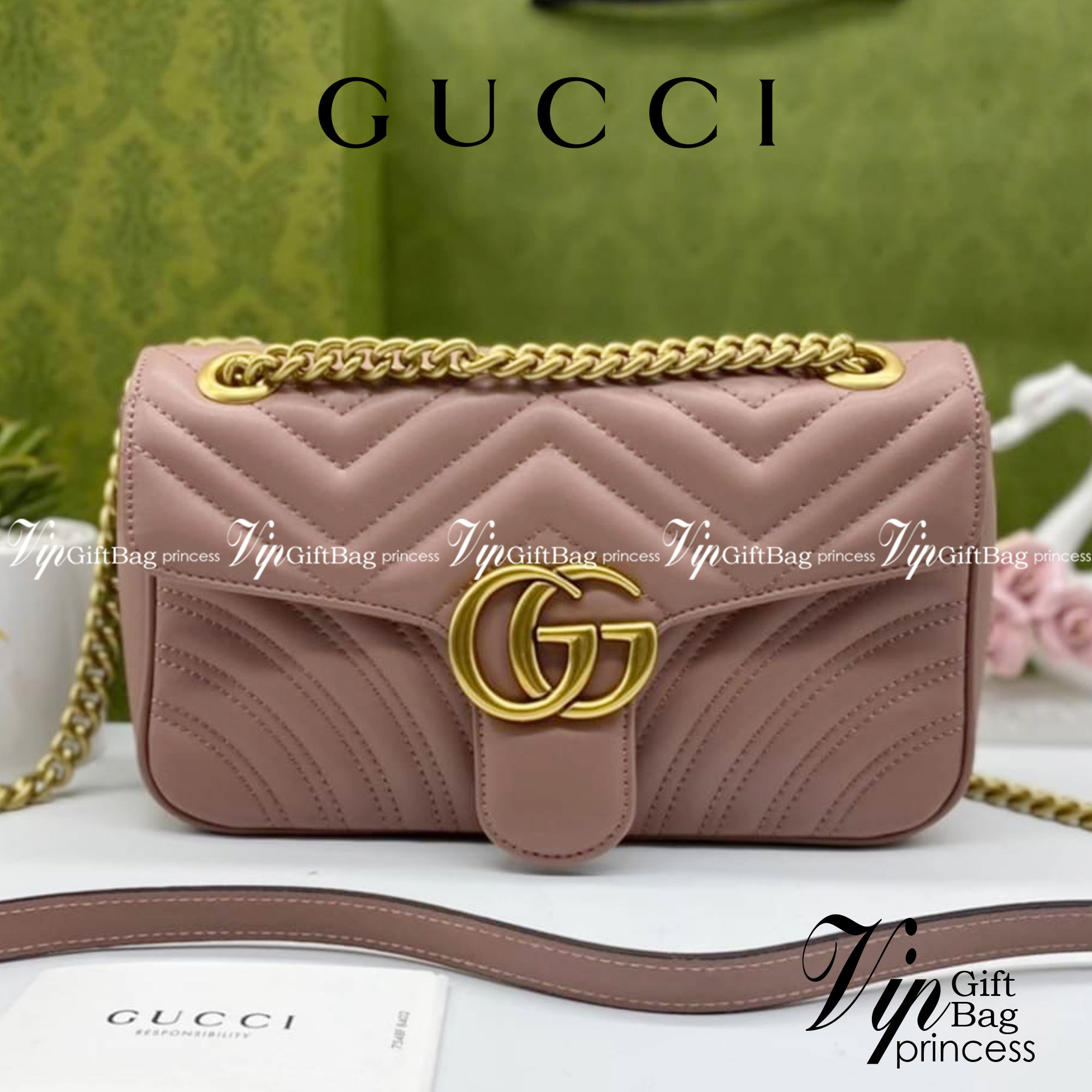หนังแท้ GUCCI GG Marmont small shoulder bag 26cm ภาพสินค้าถ่ายจากงานขายจริง ใช้งานต่างประเทศได้ค่ะ