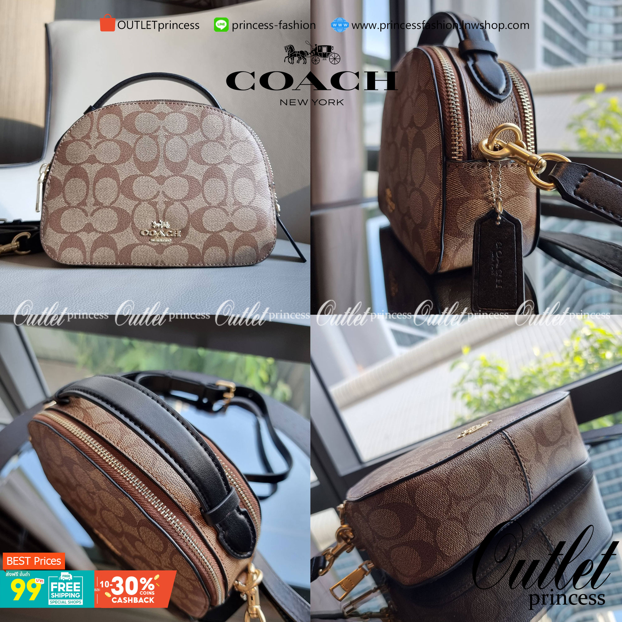 OUTLET 】COACH 1591 SERENA SATCHEL IN SIGNATURE CANVAS กระเป๋าสะพายคอลเลคชั่นยอดฮิต ดีไซน์ลุคผู้ดี ต้องยกให้น้องใบนี้เลย!! จัดสีขายดี สีลุคคุณหนูมาให้ สวยตาแตก!! วัสดุหนังแคนวาส เปิด-ปิดด้วยซิป 2 ช่องหลัก ภายในเป็นช่องโล่ง เก็บของได้แบบสบายๆ ใส่มือถือได้ทุ