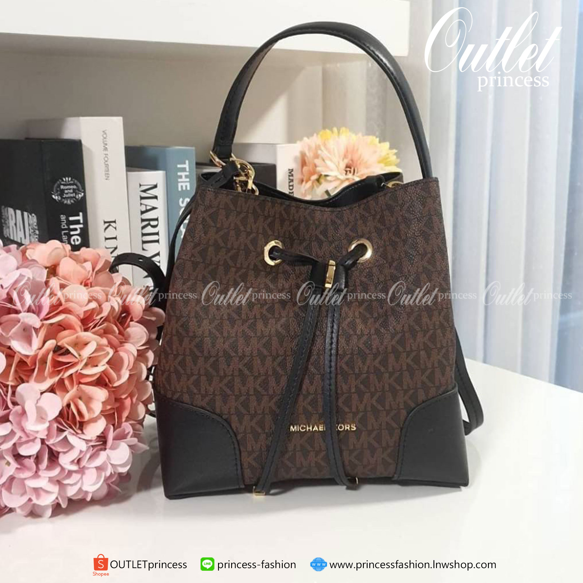 ของแท้ 100% MICHAEL KORS GENIE LEATHER BUCKET BAG