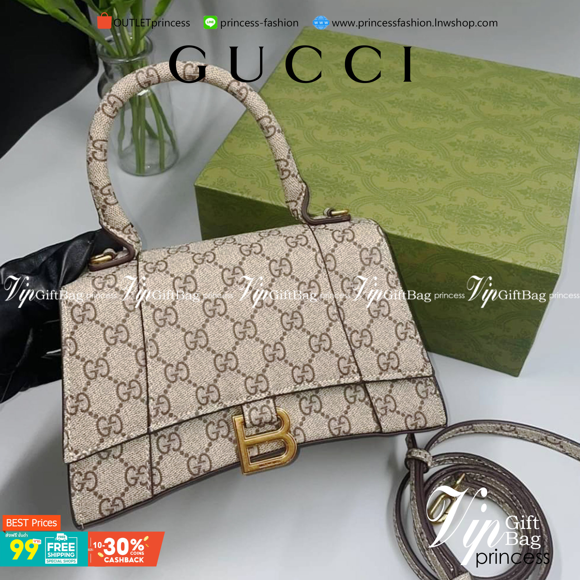 Gucci x Balenciaga The Hacker Project Small Hourglass Bag พร้อมส่งที่ไทย ภาพสินค้าถ่ายจากงานขายจริง ใช้งานต่างประเทศได้