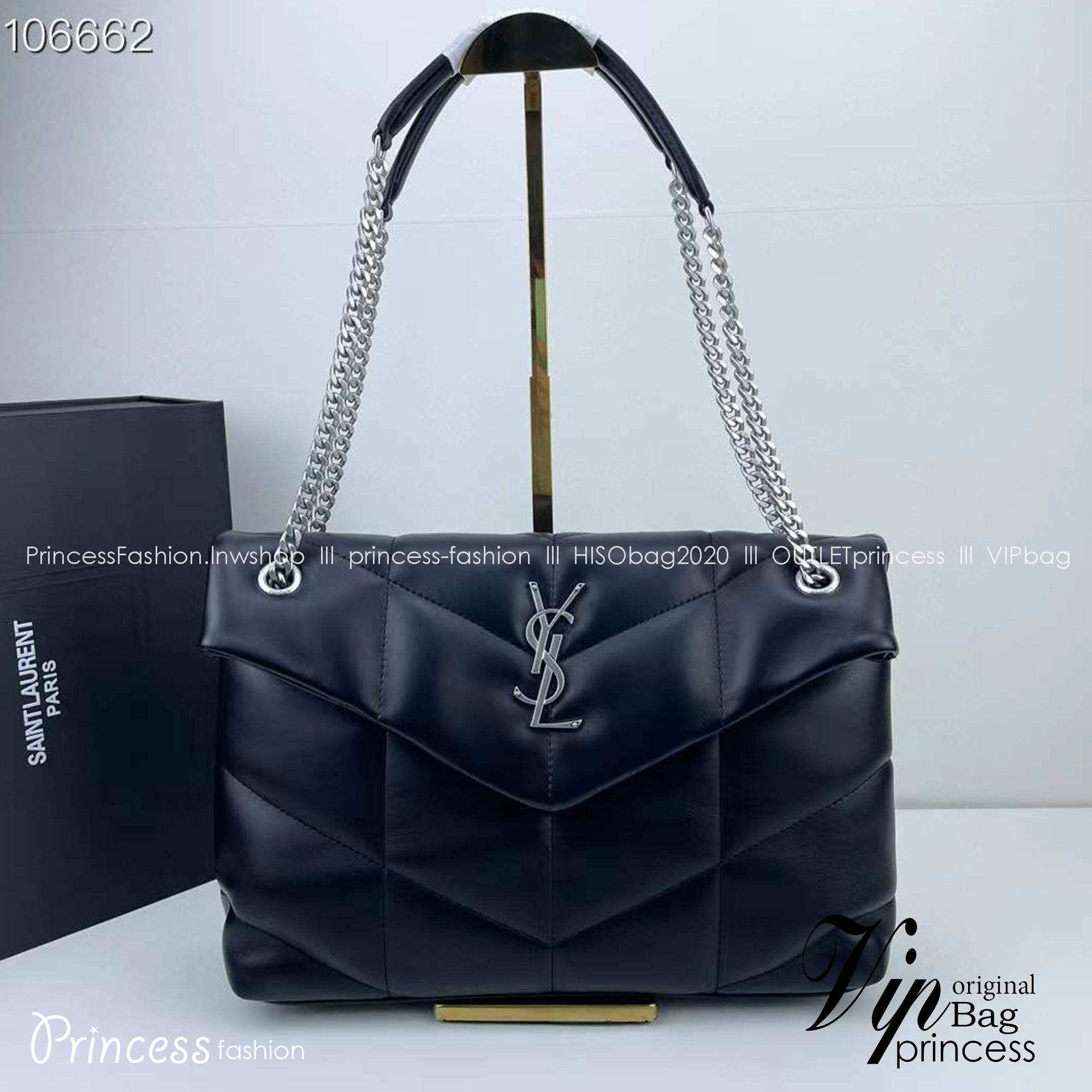 YSL YSL PUFFER SMALL IN NAPPA LEATHER 28cm กระเป๋าสะพาย เกรดหนังสวยเต็มใบ เกรดออริ 1:1 ใช้งานต่างประเทศได้