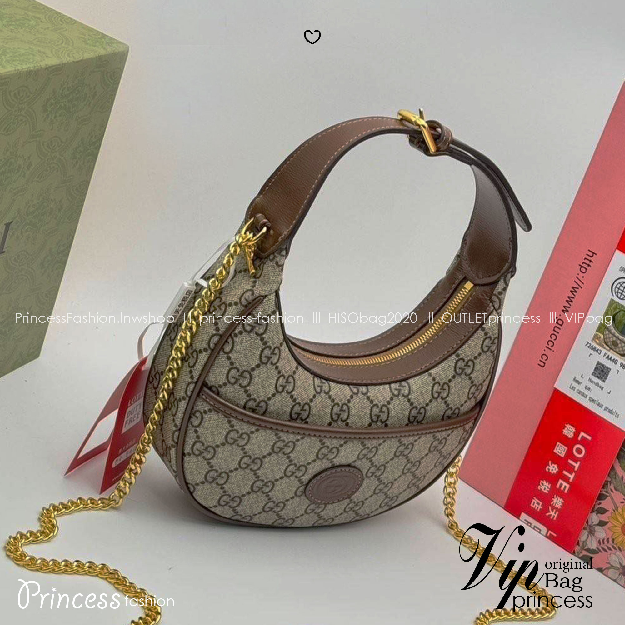 GUCCI Ophidia mini shoulder bag กระเป๋าสะพายรูปทรงพระจันทร์เสี้ยวงน่ารักน่าใช้ สวยสะดุดตาด้วยดีไซน์เรียบหรู แฝงความไฮน์ในตัว