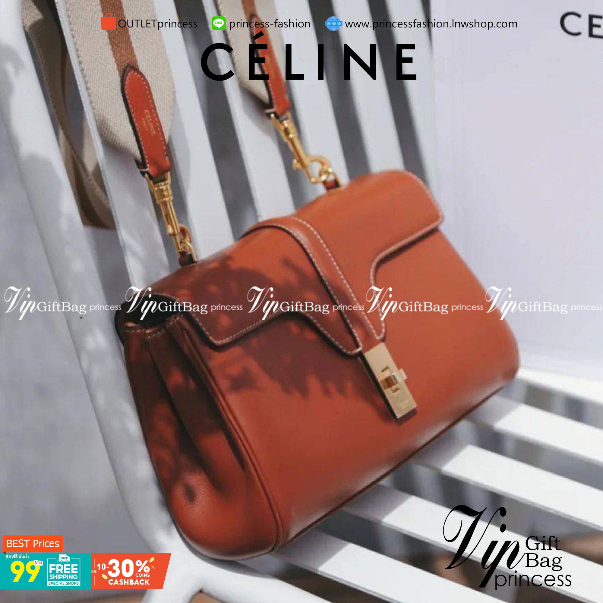 พร้อมส่งความสวย✴️นาทีนี้ต้อง CELINE TRIOMPHE CROSSBODY BAG SMOOTH CALFSKIN VIP GIFT WITH PURCHASE-GWP พรีเมี่ยมกิ๊ฟ Limited Edition จาก CELINE PERFUME DUTY FREE COUNTER วัสดุ หนังแท้ CALFSKIN ดีไซน์สวยหรูสุดคลาสสิคหนังเรียบสวยอยู่ทรงเปิดปิดด้วยฝาปิ