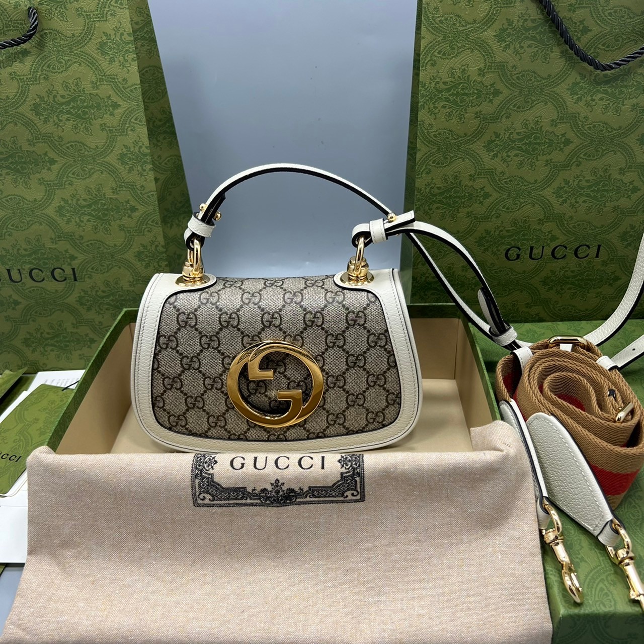 GUCCI Blondie mini shoulder bag เกรดเทพออริจินล หนังแท้และแคนวาสอย่างดี ภาพถ่ายจากงานขายจริง ใช้งานต่างประเทศได้ ผ่านทุก ตม