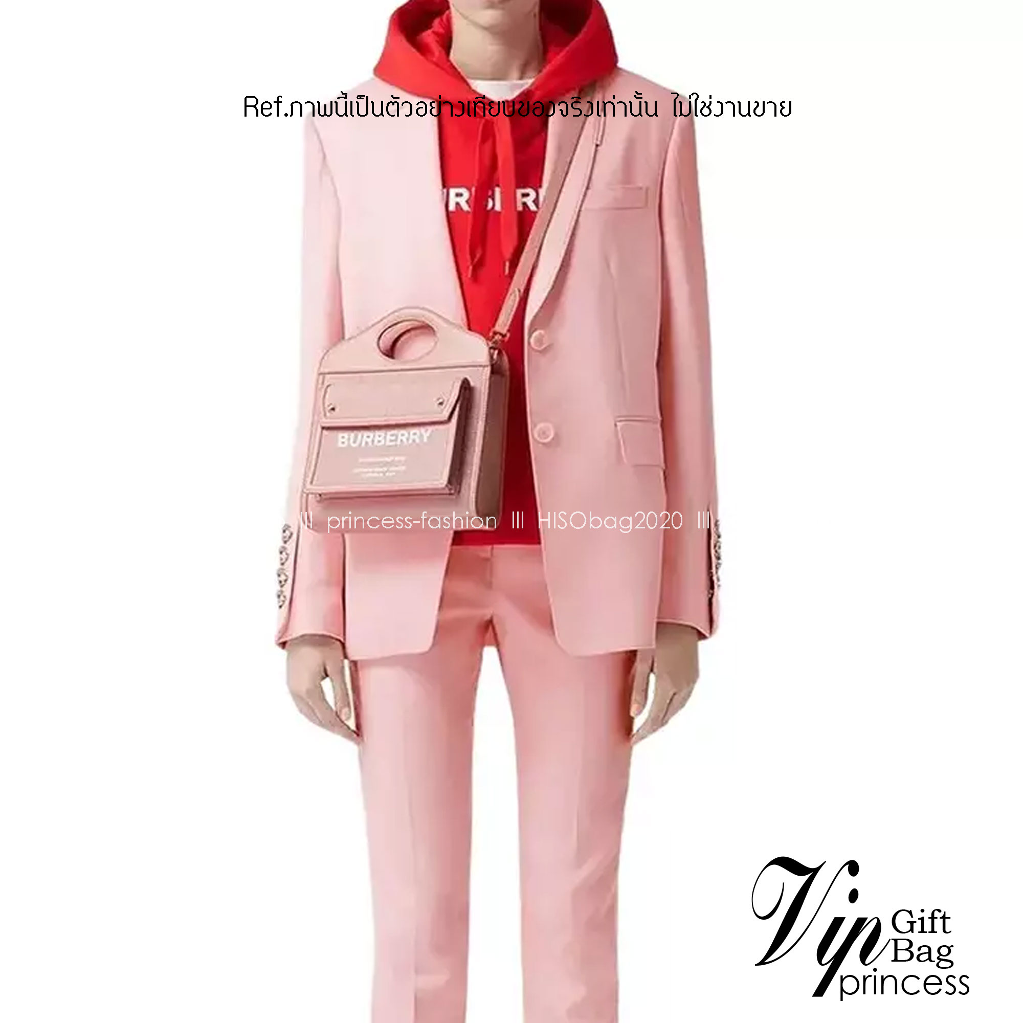 BURBERRY Mini Pocket Bag in Bright Red/dusky Pink / BURBERRY FRAGRANCES MINI TOTE BAG ตัวกระเป๋าเป็นผ้าตัดหนัง Lambskin นิ่มสวยหรูดูดี สีสันพาสเทล **น่ารักมากๆ มีช่องกระเป๋าหน้าเล็กให้1ช่อง ภายในช่องหลักโล่งกว้าง