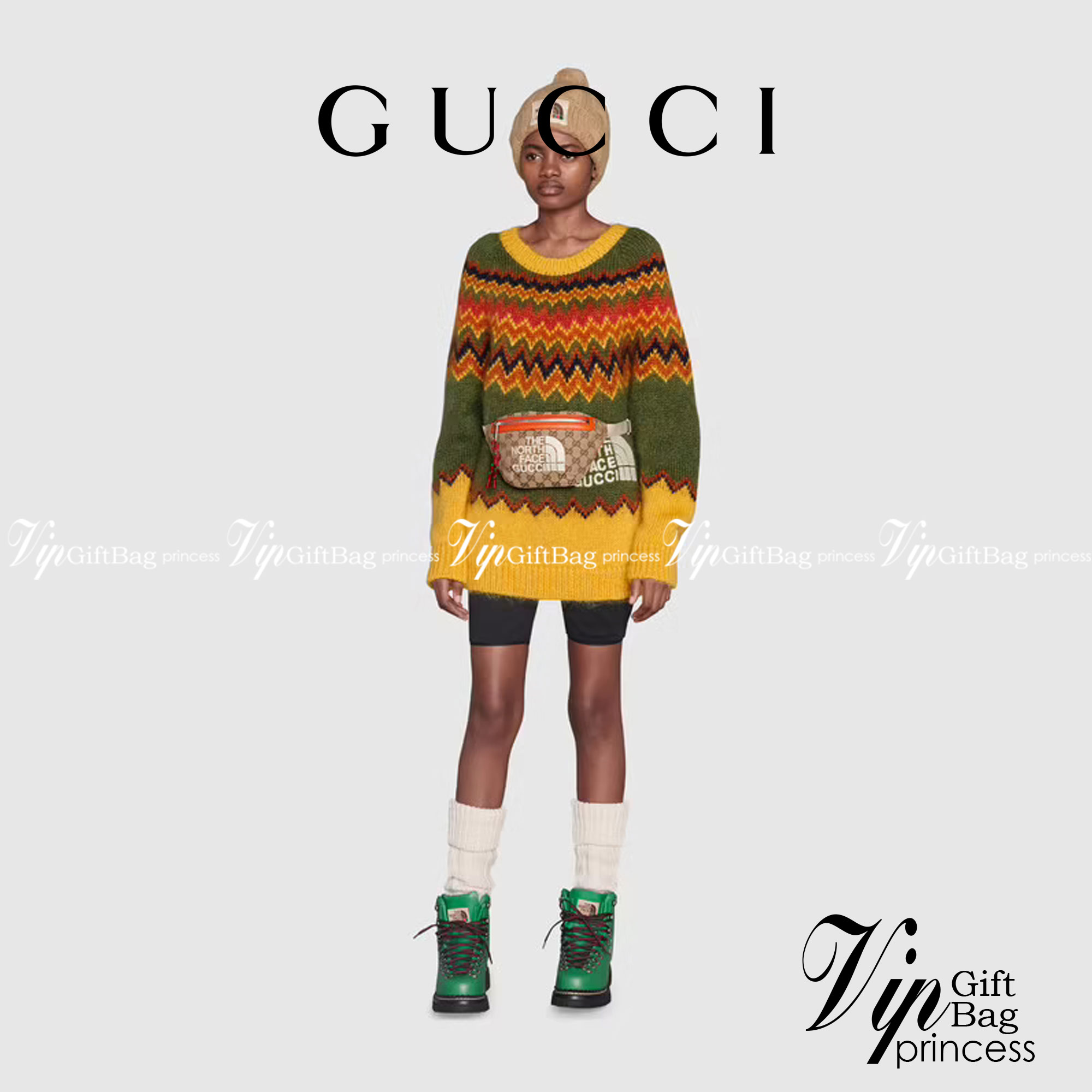 หนังแท้ The North Face x Gucci belt bag พร้อมส่งที่ไทย