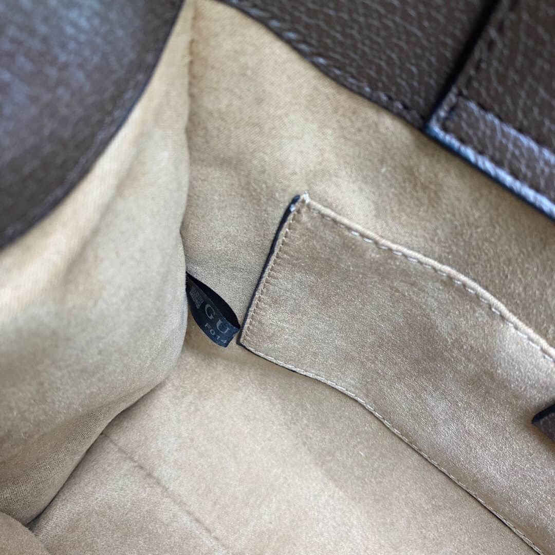 หนังแท้ Gucci Diana jumbo GG tote bag (mini/small) พร้อมส่งที่ไทย Brown Camel and ebony jumbo GG canvas ภาพถ่ายจากสินค้าจริง