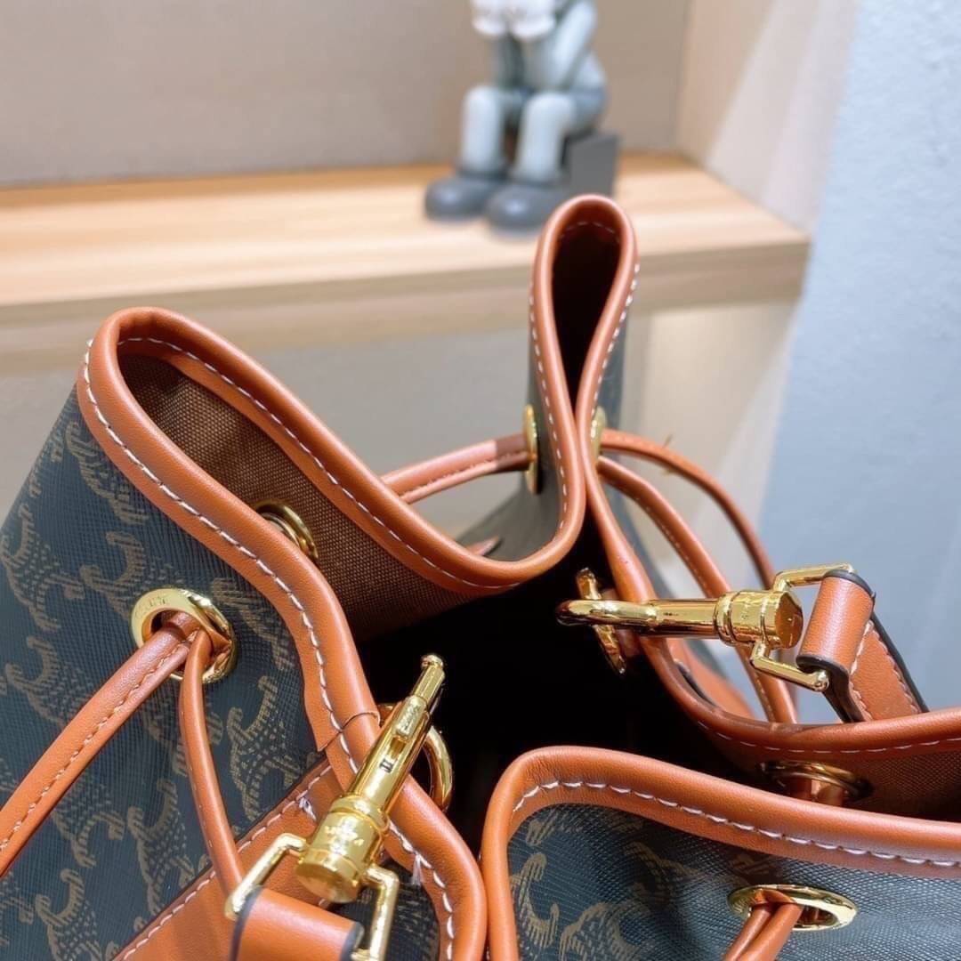 CELINE a monogram canvas bucket bag Size 10”