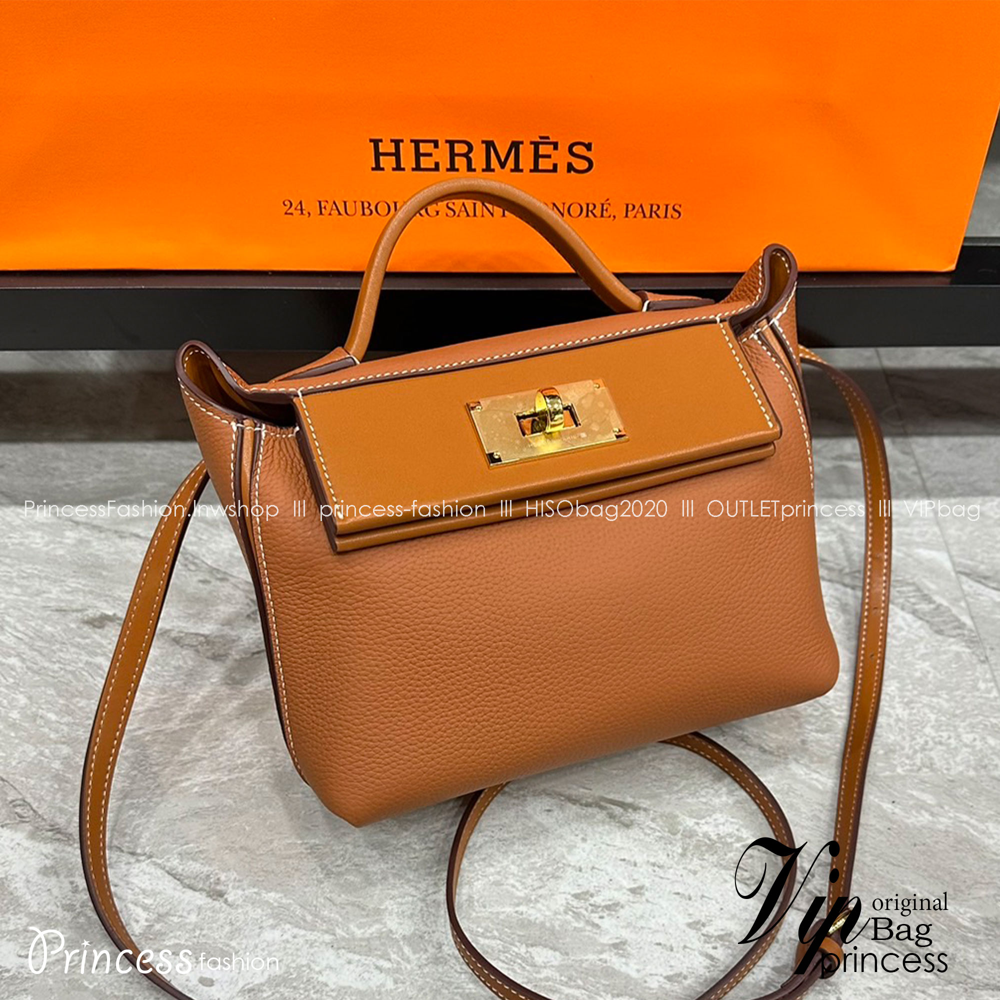 HERMES Hermes 24/24 Mini bag 20cm กระเป๋าถือ/สะพายแบรนด์หรู เอกลักษณ์ของความสง่างาม เกรดออริ สลับแท้ 1:1 ใช้งานต่างประเทศได้