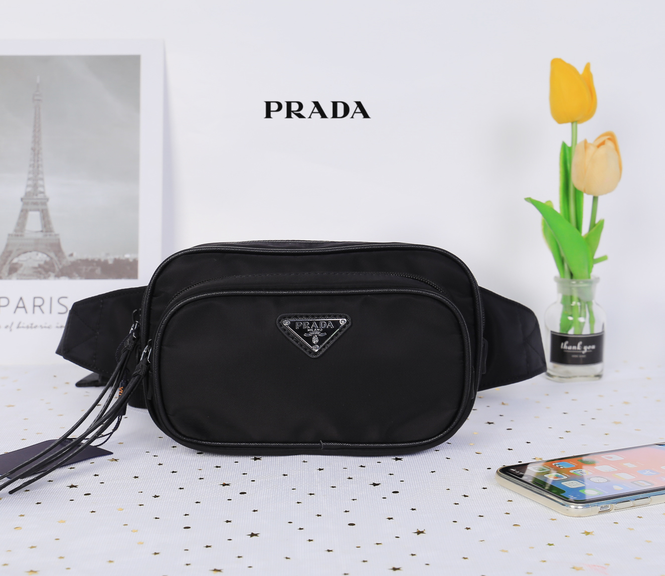 PRADA Nylon belt bag Black กระเป๋าคาดอก หรือสะพายไหล่ รุ่นนี้สายยาวคนตัวใหญ่คาดอกได้แน่นอนเลยค่ะ