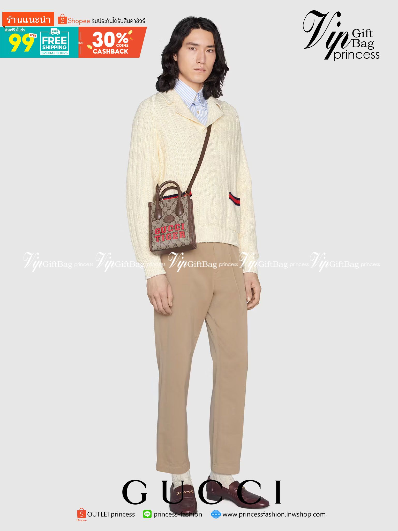 หนังแท้ Gucci Tiger GG mini tote bag พร้อมส่งที่ไทย