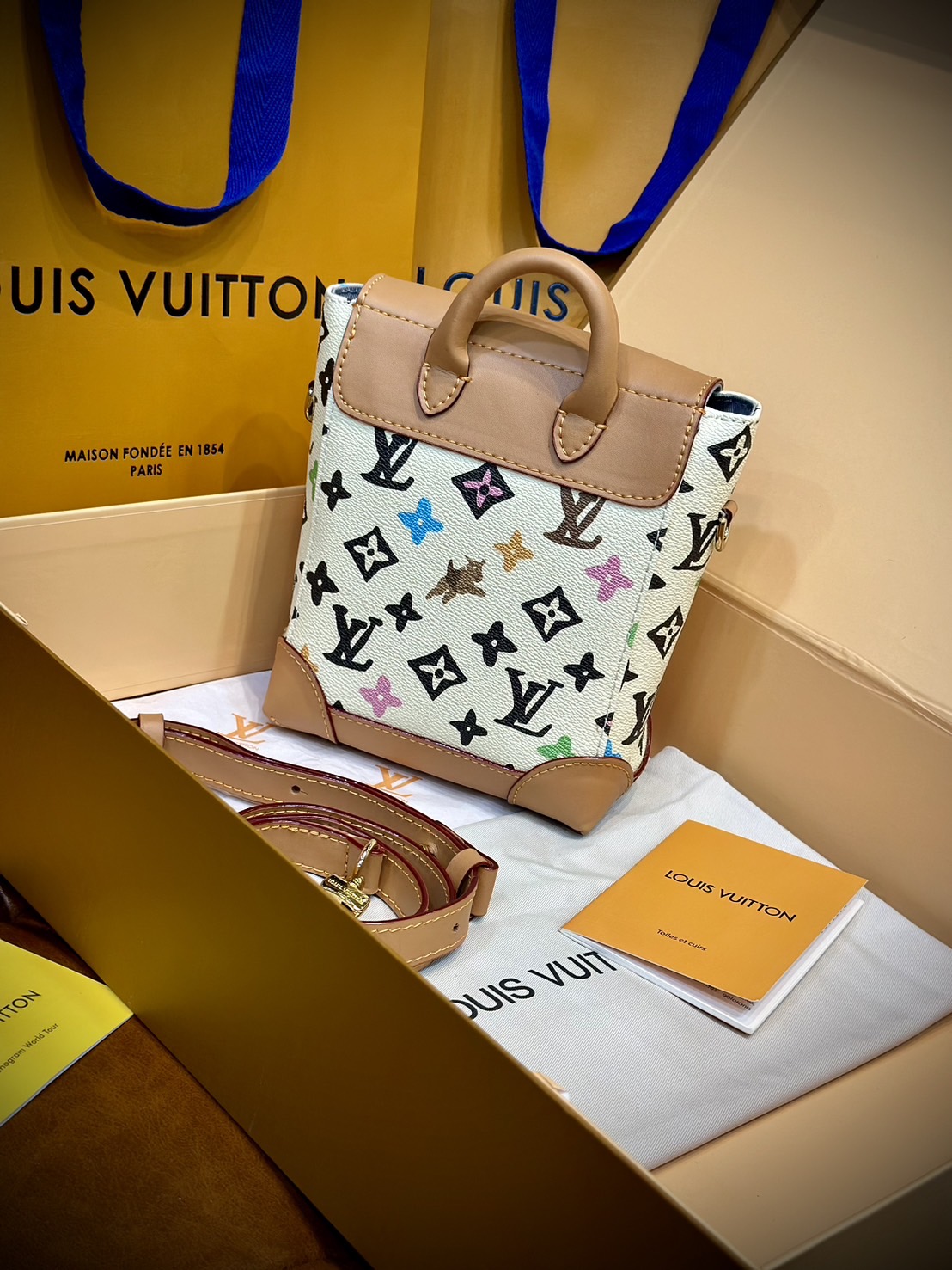 LV Nano Steamer Bag Monogram Craggy กระเป๋าสะพายดีไซส์วินเทจลายใหม่ สวยงามหรูหรา โดดเด่นสะดุดตาเป็นเอกลักษณ์ เกรดออริ