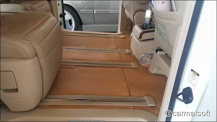 พรมกระดุมเม็ดเล็กรีดขอบTOYOTA VELLFIRE 2008-14 สีชามัวร์ สวยงาม ทนทาน เข้ารูป เต็มคัน