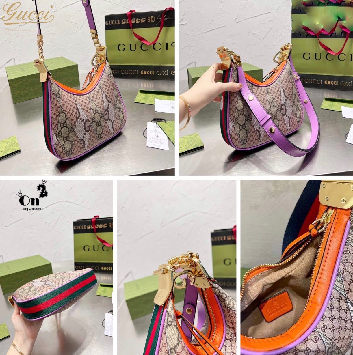 Gucci Attache shoulder bag มาใหม่ชนช้อป สวยหรู หรูหราเหนือกาลเวลาในคอลเล็กชั่น Gucci Love Parade ใบนี้ดารา เซเลป เลือกถือคือเริ่ดมาก จะลุคคูลๆเท่ๆหรือสวยหรูดูแพงก็ได้หมด แมทง่ายใช้ได้ Everyday Look ราคาสุดคุ้มเลยค่า