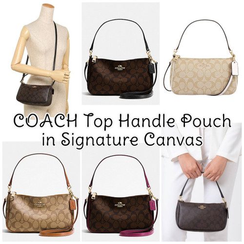 COACH F58321 TOP HANDLE POUCH อีกรุ่นฆ่าไม่ตาย!! 😎 ขายดีขายหมด ขายรวยขายปังๆ!! กระเป๋าพอชจากโค้ช ทรงใช้งานง่าย สะดวก กะทัดรัด วัสดุหนังแคนวาสเคลือบคุณภาพดี มาพร้อมสายคล้องในตัว และสายสะพาย crossbody ปรับเปลี่ยนได้ตามสไตล์ อีกหนึ่งไอเท็มที่สาวๆต้อง