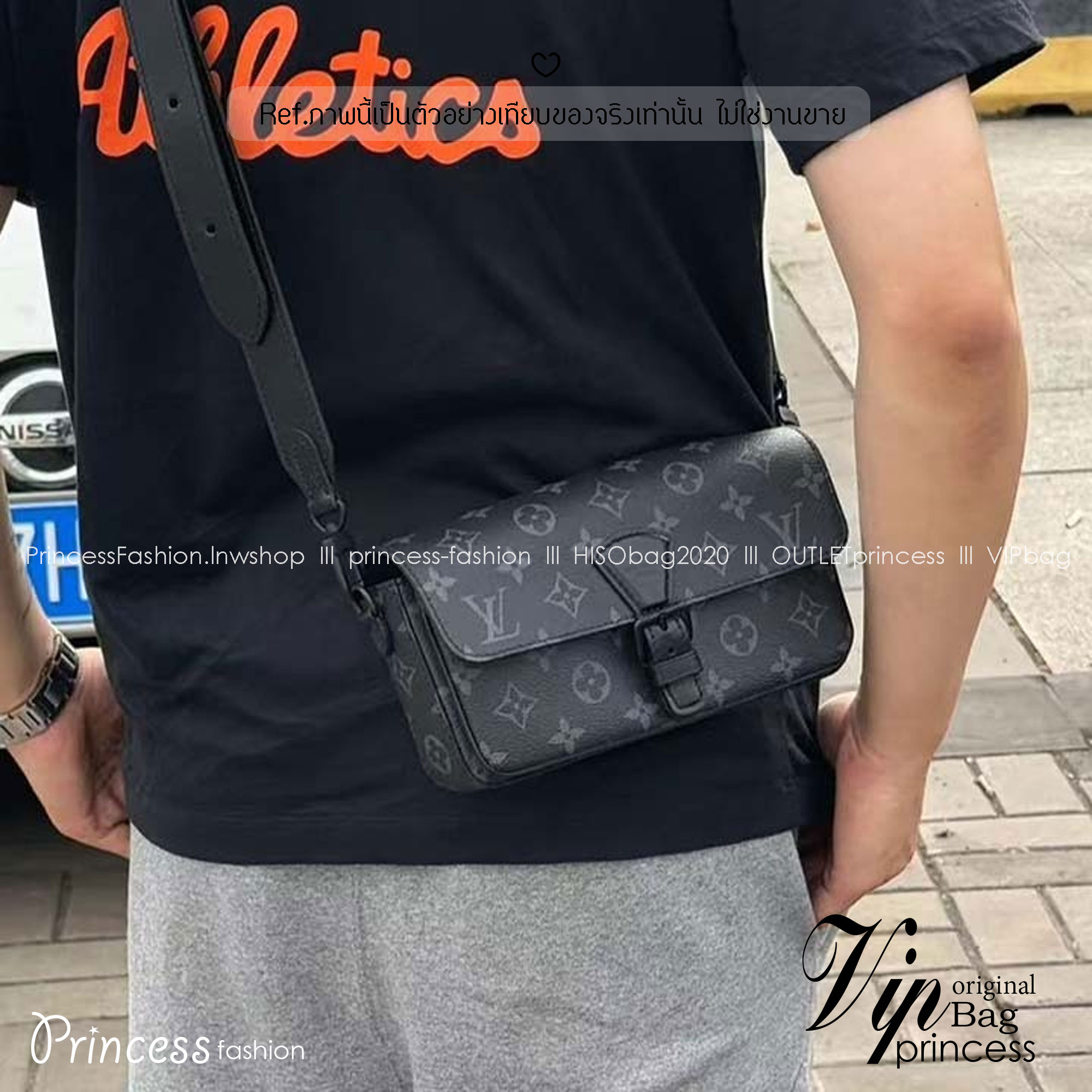 ORI หนังแท้ | LV Montsouris crossbody bag Monogram Eclipse Canvas 22cm กระเป๋าสะพายทรงแมสเซ็นเจอร์ไซส์เล็ก สไตน์กระเป๋าสตางค์แบบสะพาย ดีไซน์ใหม่ทรงยาวล้ำสมัยประดับบัคเคิลสัญลักษณ์เมซงพร้อมแถบแม่เหล็กด้านหน้า สุดไอคอนิก