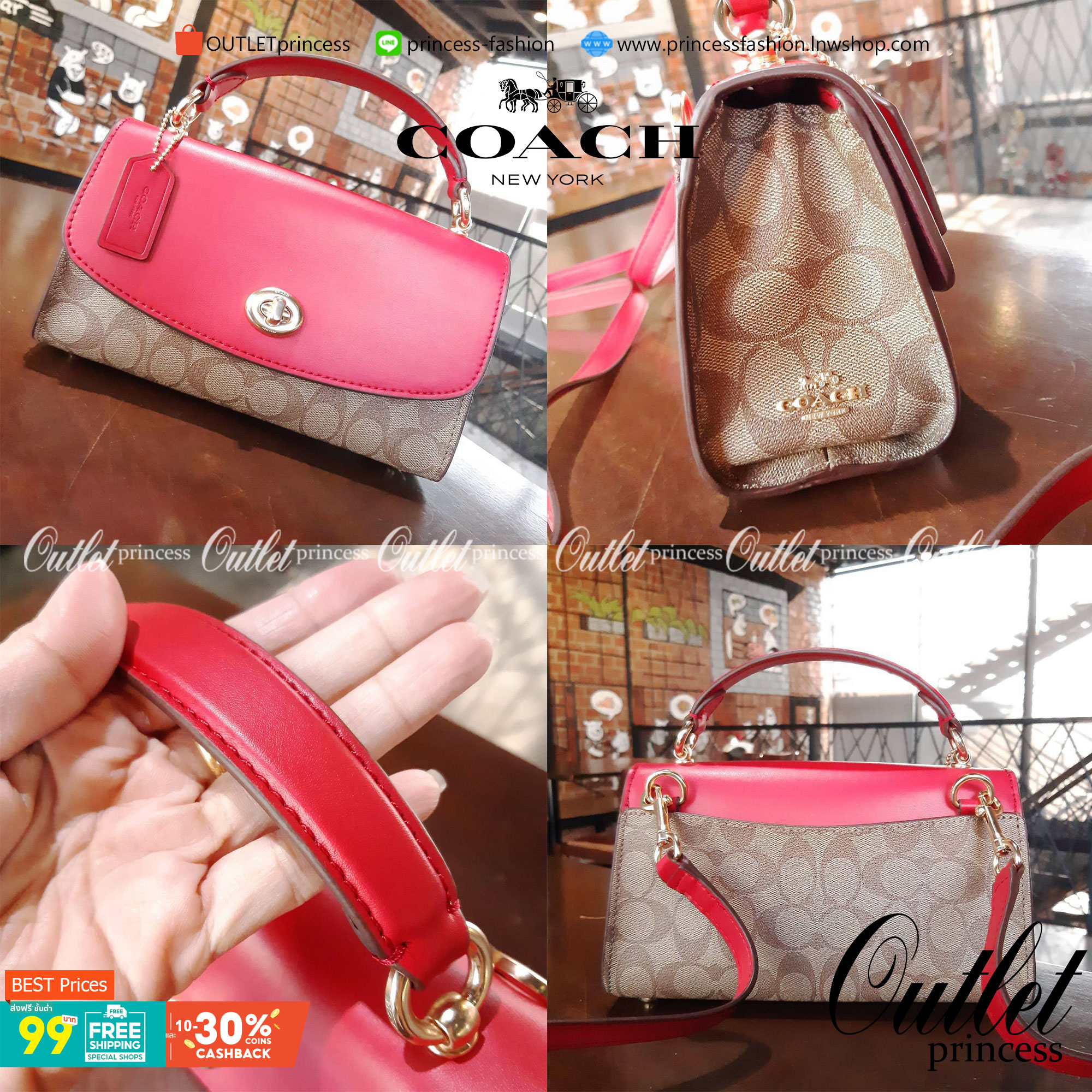 COACH TILLY SATCHEL 23 IN SIGNATURE CANVAS ((C1802//C1439/C1435)) กระเป๋า crossbody สวยหรู ขนาดใหม่ พร้อมสีมาใหม่!! ดีไซน์ย้อนยุค วัสดุหนังแคนวาสเคลือบลายสลับหนังแท้ มาพร้อมหูจับในตัว และสาย crossbody ปรับได้ตามตัว เปิด-ปิดด้วยตัวบิดล็อค ภายในโล่ง บุกำมะห