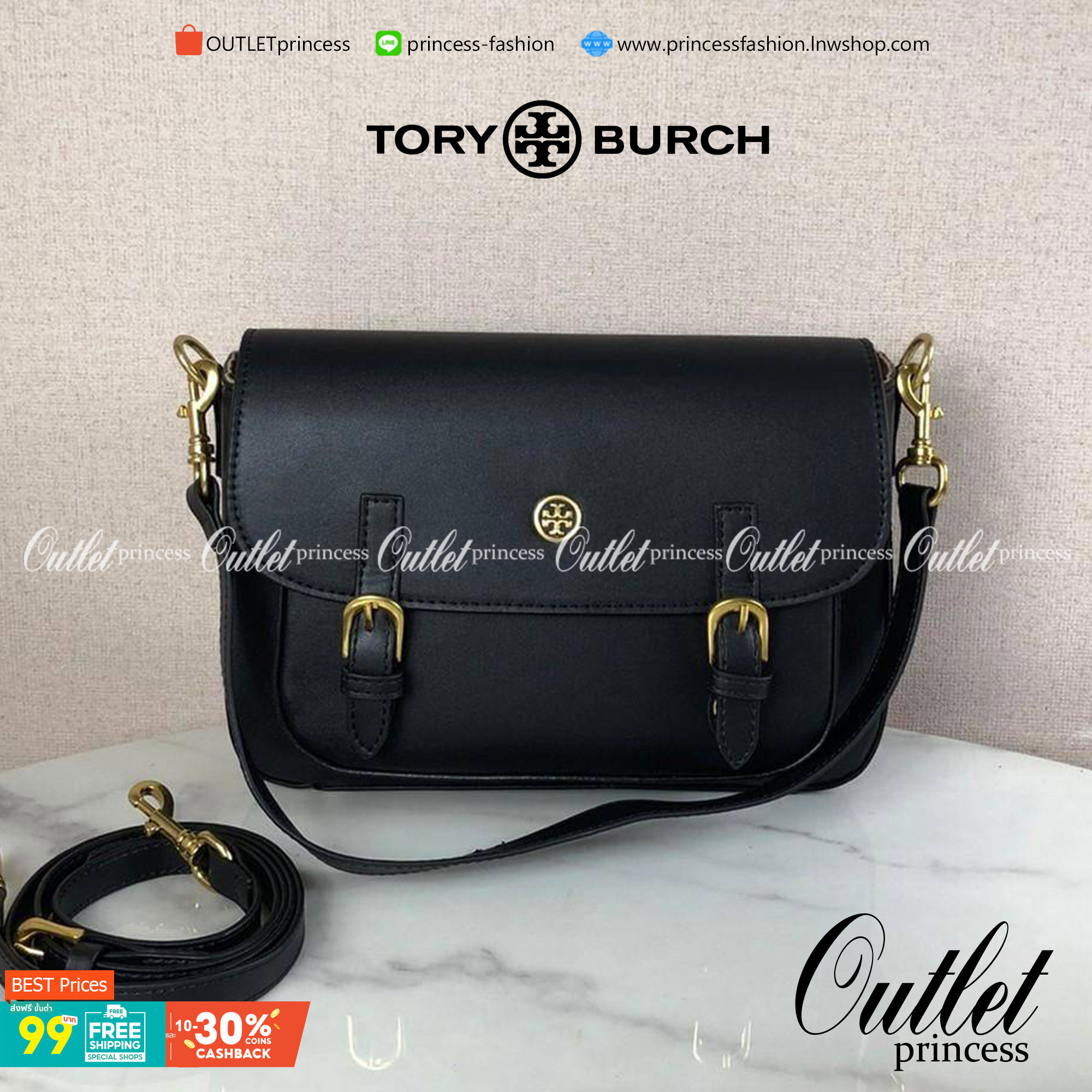 กระเป๋าถือและสะพาย TORY BURCH เปิด - ปิดกระเป๋าด้วยกระดุมแม่เหล็ก ด้านในแบ่งเป็น 2 ช่องใหญ่ และมี 1 ช่องซิป กับ 1 ช่องเล็กค่ะ สายสะพายสั้น 57 cm ถอดได้ ปรับไม่ได้ค่ะ สะพายสะพายยาว สามารถถอดและปรับได้ 3 ระดับค่ะ