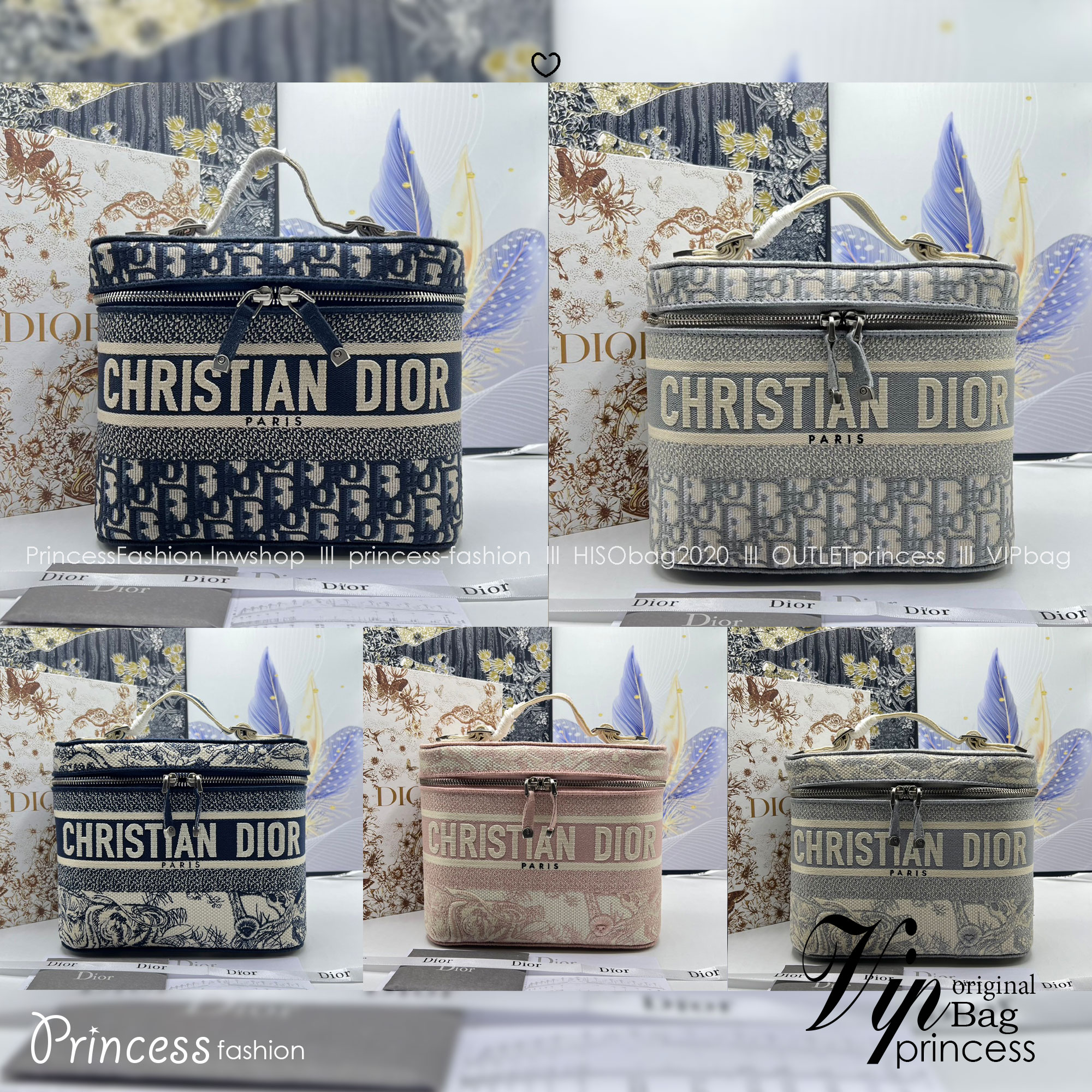 22cm Medium DiorTravel Vanity Case กระเป๋าใส่เครื่องสำอางใบกลาง จุของได้เยอะ มาพร้อมกับลวดลาย Oblique ปักอย่างประณีตและประดับด้วยสัญลักษณ์ Christian Dior Paris มาพร้อมสายสะพายและหูจับในตัว